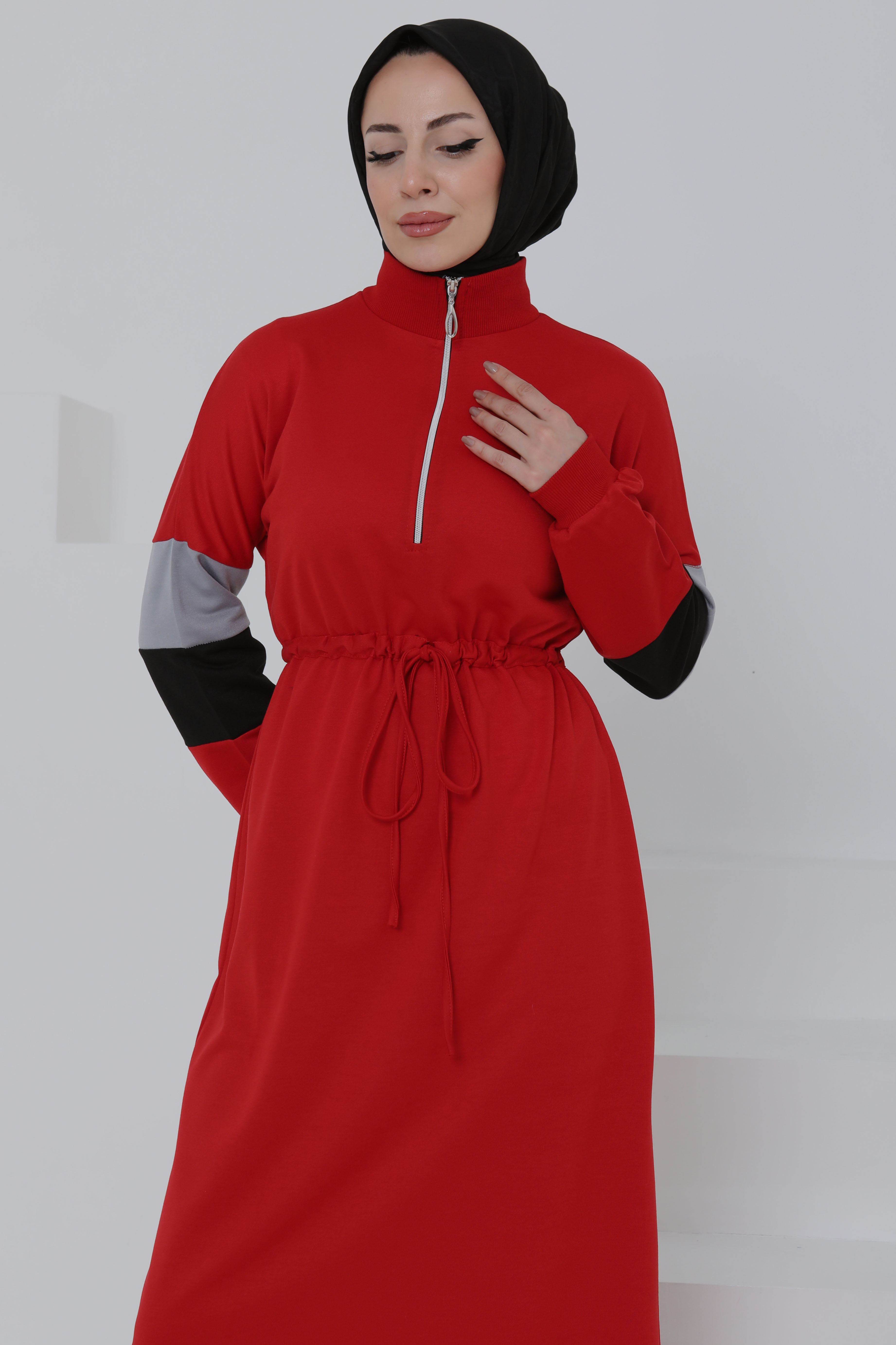 Garnili Fermuarlı Elbise - 27047 - 5