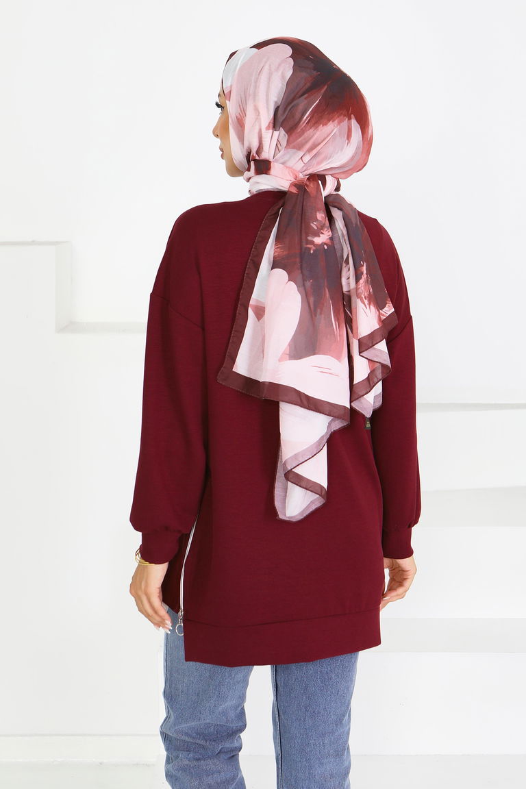 Garnili Fermuarlı Modal sweatshirt - 27610 - TOFİSA