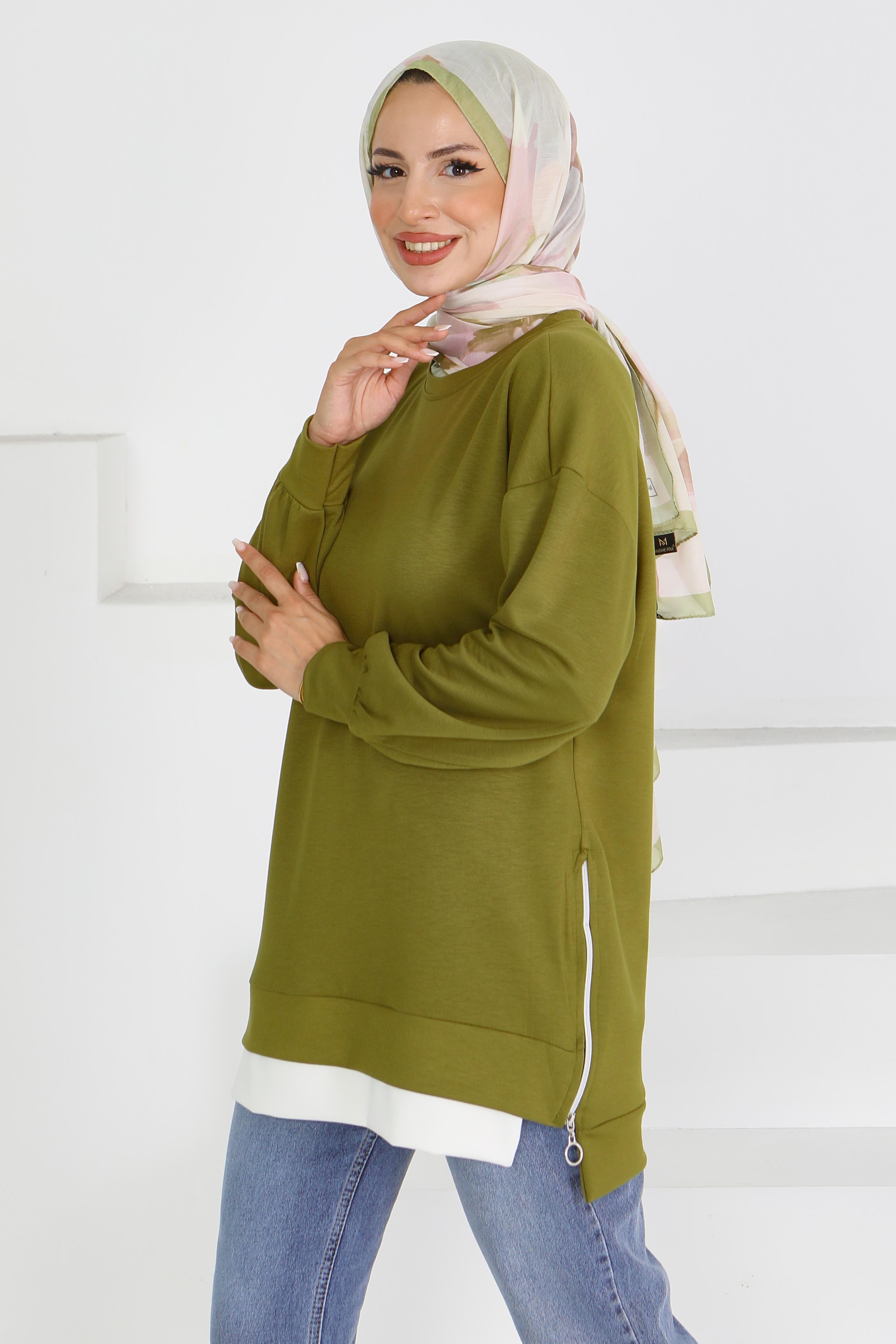 Garnili Fermuarlı İki İplik sweatshirt - 27610 - 4