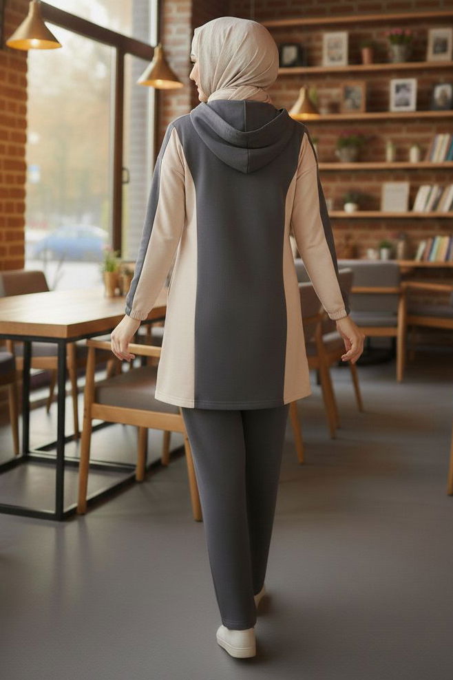 Garnili Fermuarlı Modal İkili Takım - 1007-FUME - TOFİSA