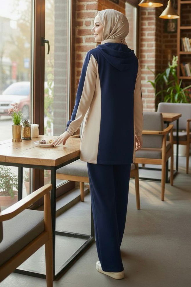 Garnili Fermuarlı Modal İkili Takım - 1007-LACIVERT - TOFİSA