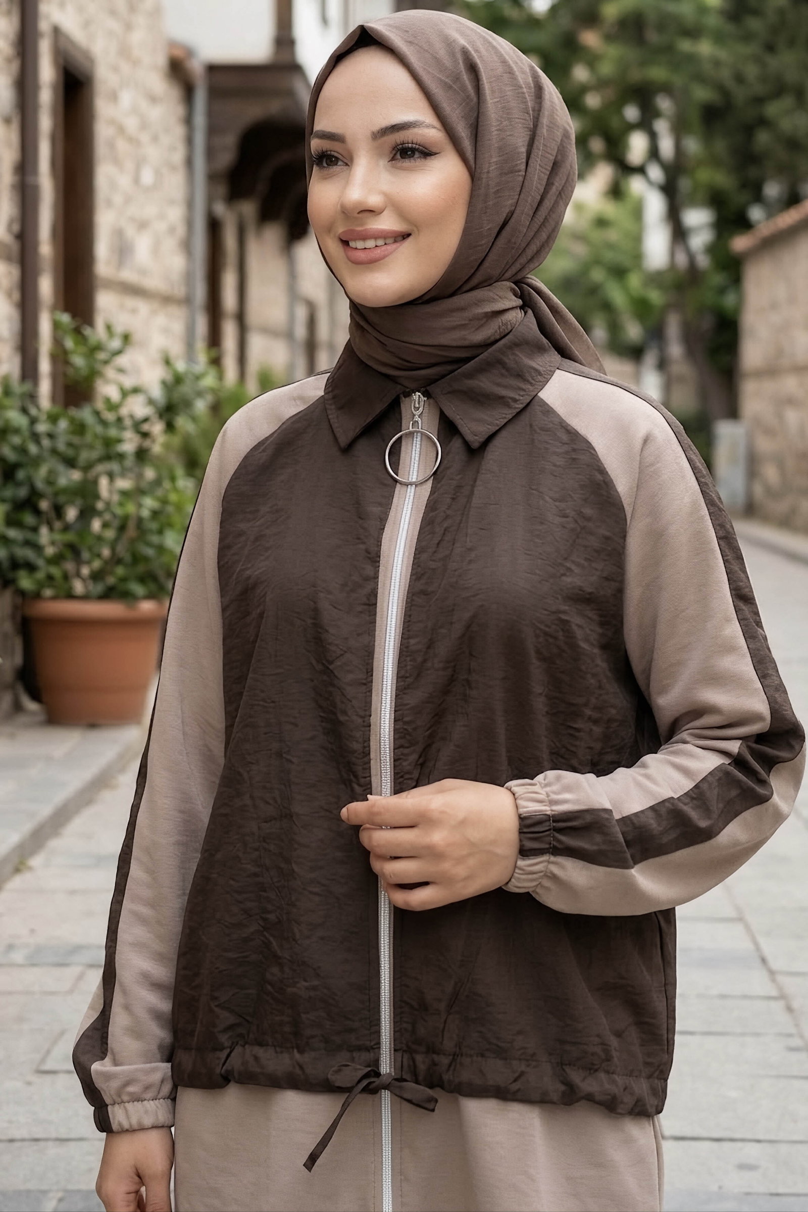 Garnili Fermuarlı Oysh Modal İkili Takım Krem - 40003-KREM - 3