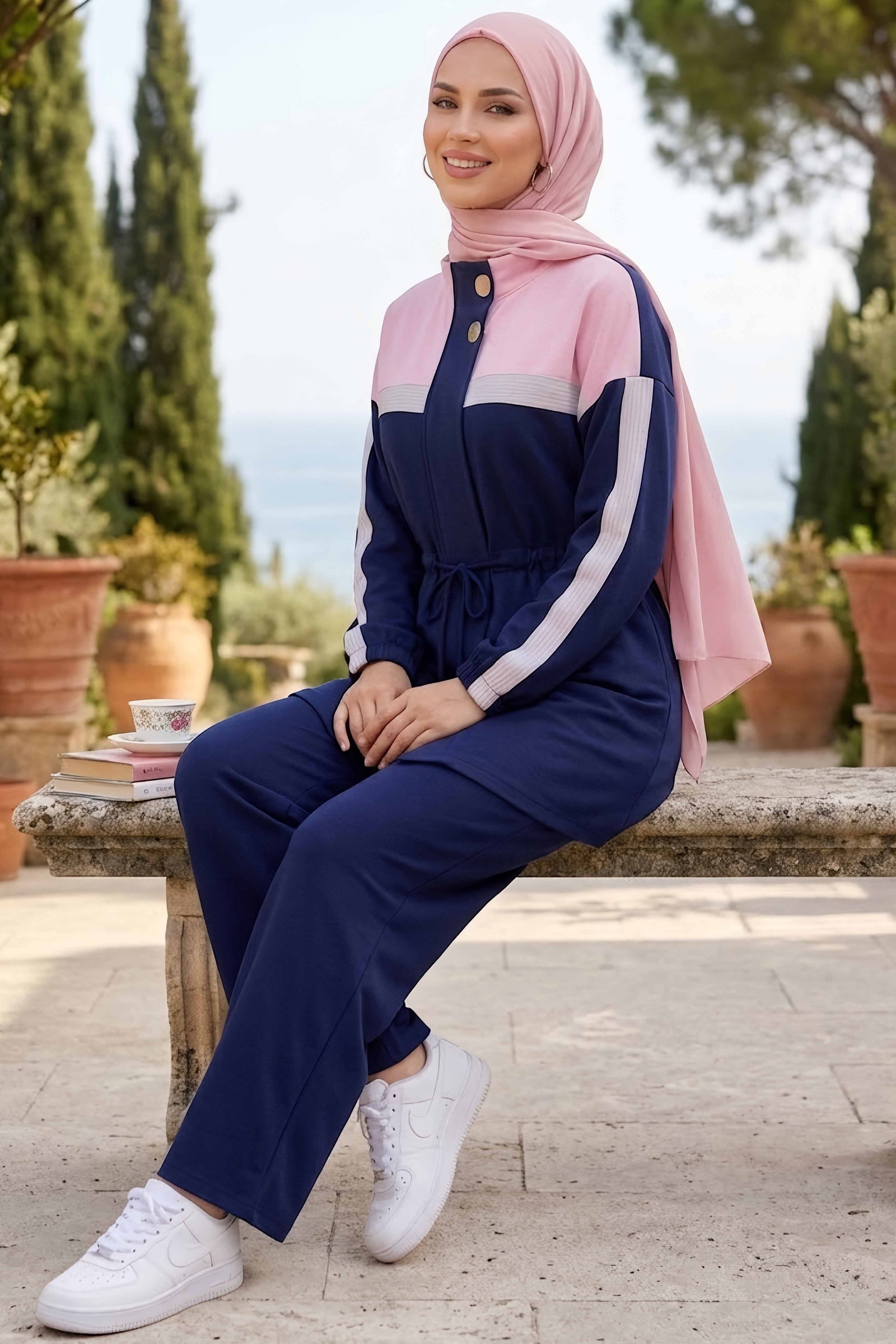 Garnili Fermuarlı Oysh Modal İkili Takım Lacivert - 28959-LACIVERT - 2