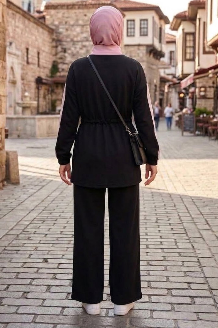 Garnili Fermuarlı Oysh Modal İkili Takım Siyah - 28959-SIYAH - 3