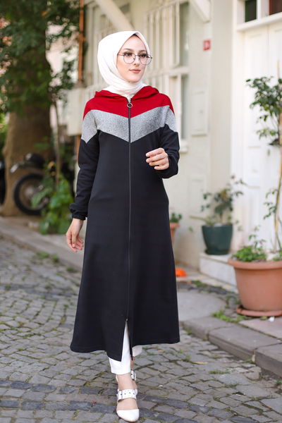 Ferace Sıyah Bordo - 3088 