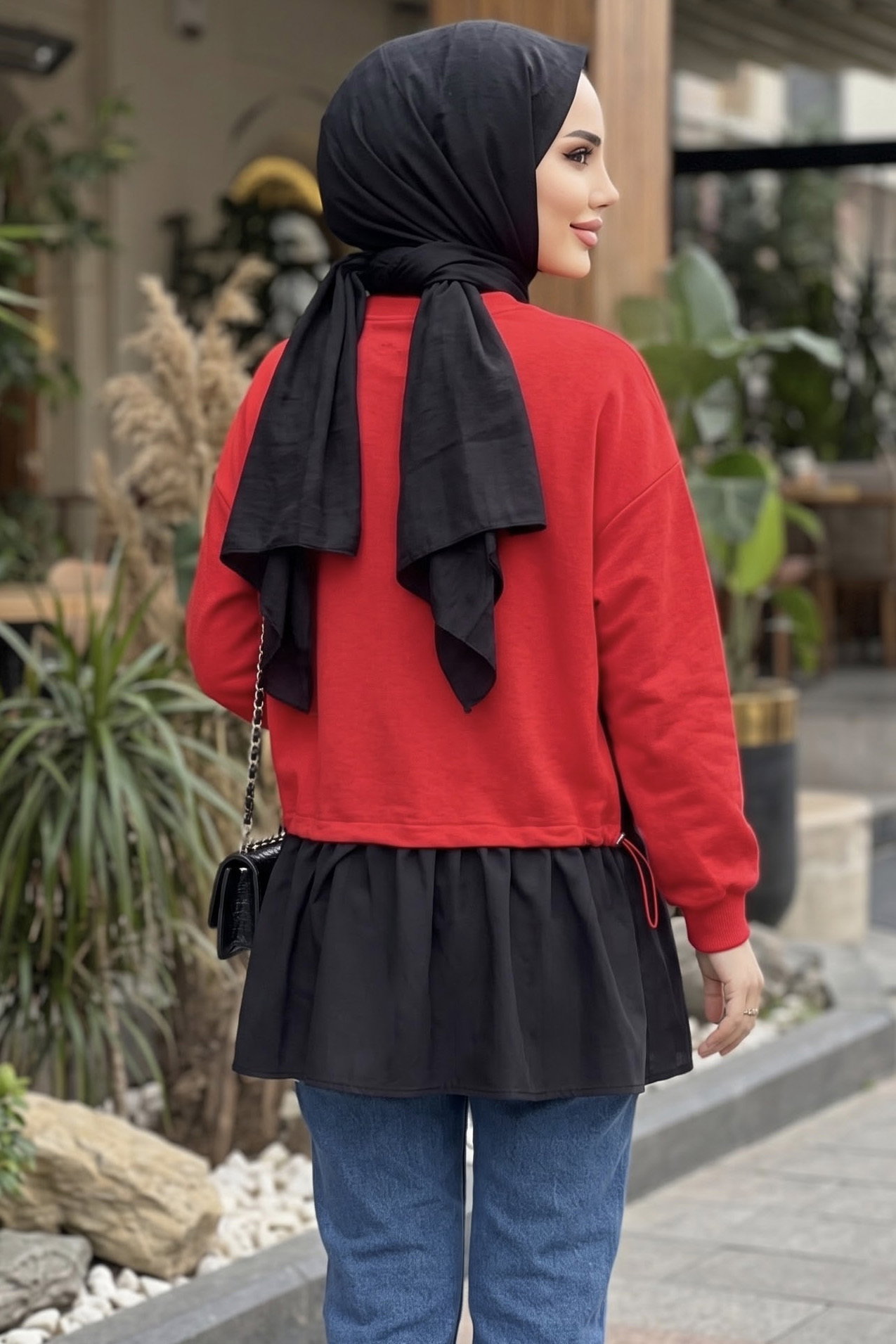 Garnili Lastik Detaylı Bluz Kirmizi - 29291-KIRMIZI - 3