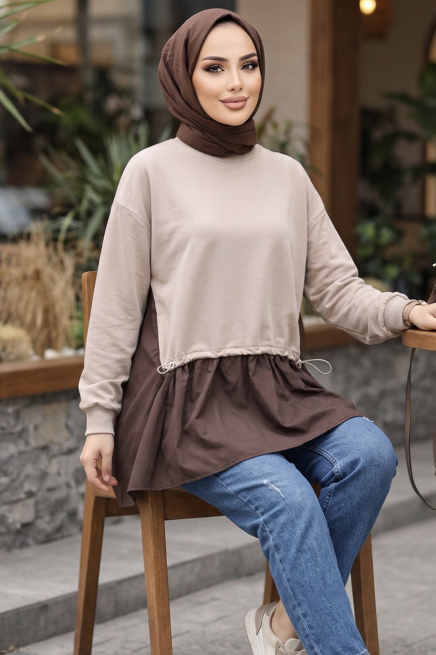 Garnili Lastik Detaylı Bluz Krem - 29291-KREM - 1