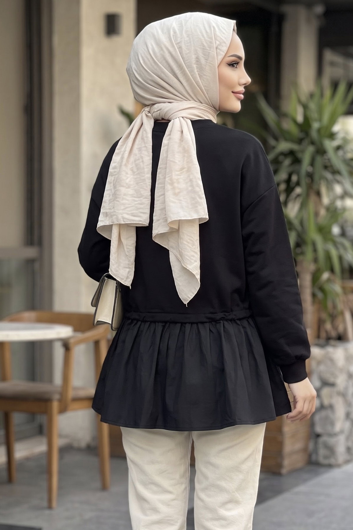 Garnili Lastik Detaylı Bluz Siyah - 29291-SIYAH - 3