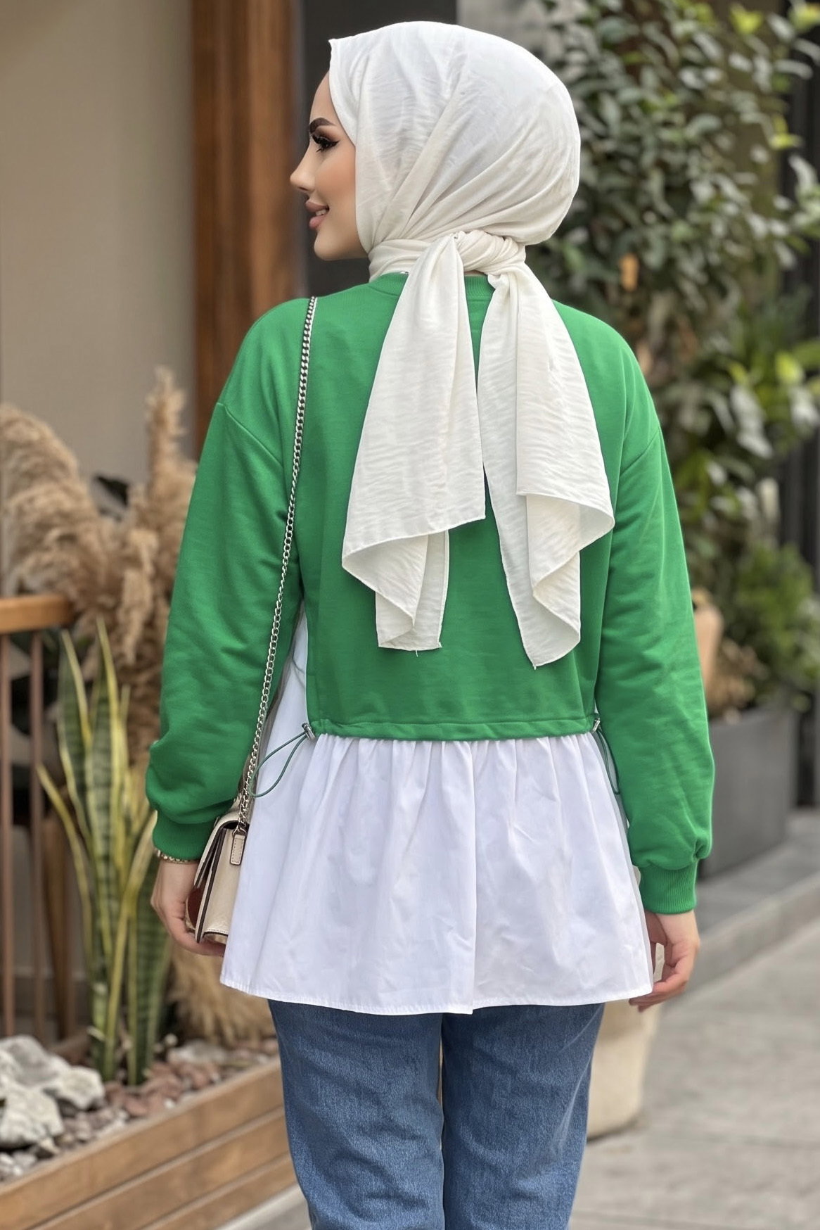 Garnili Lastik Detaylı Bluz Yesil - 29291-YESIL - 3