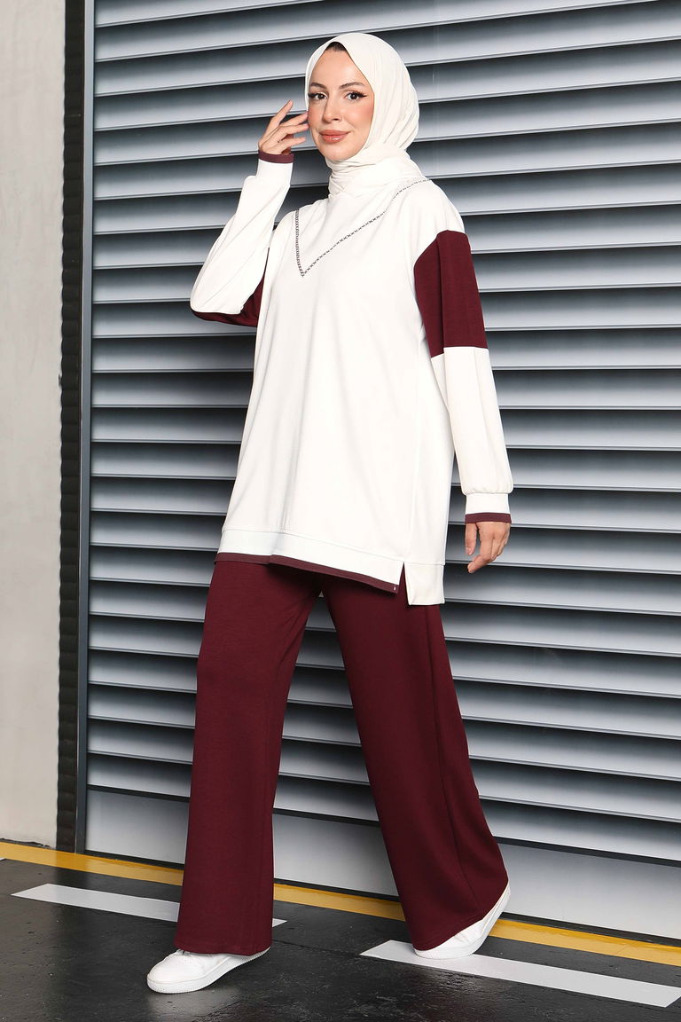 Garnili Modal İkili Takım - 27706-BORDO - TOFİSA