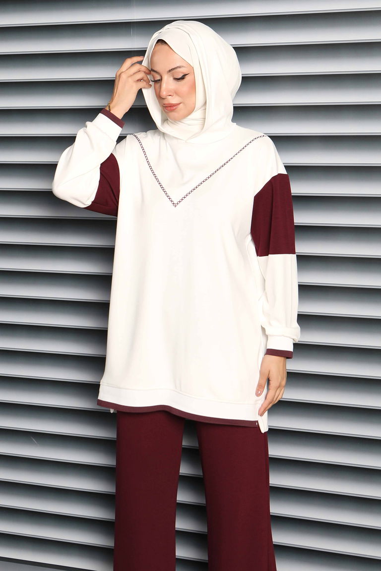 Garnili Modal İkili Takım - 27706-BORDO - TOFİSA