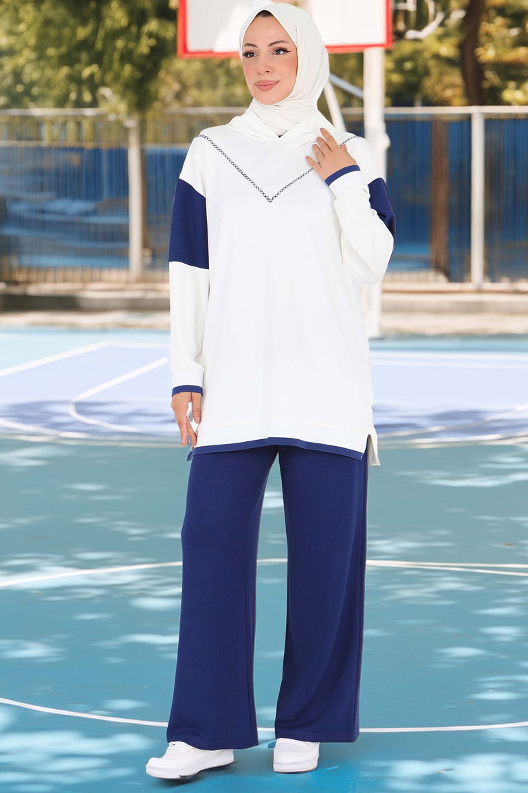 Garnili Modal İkili Takım - 27706-LACIVERT - TOFİSA