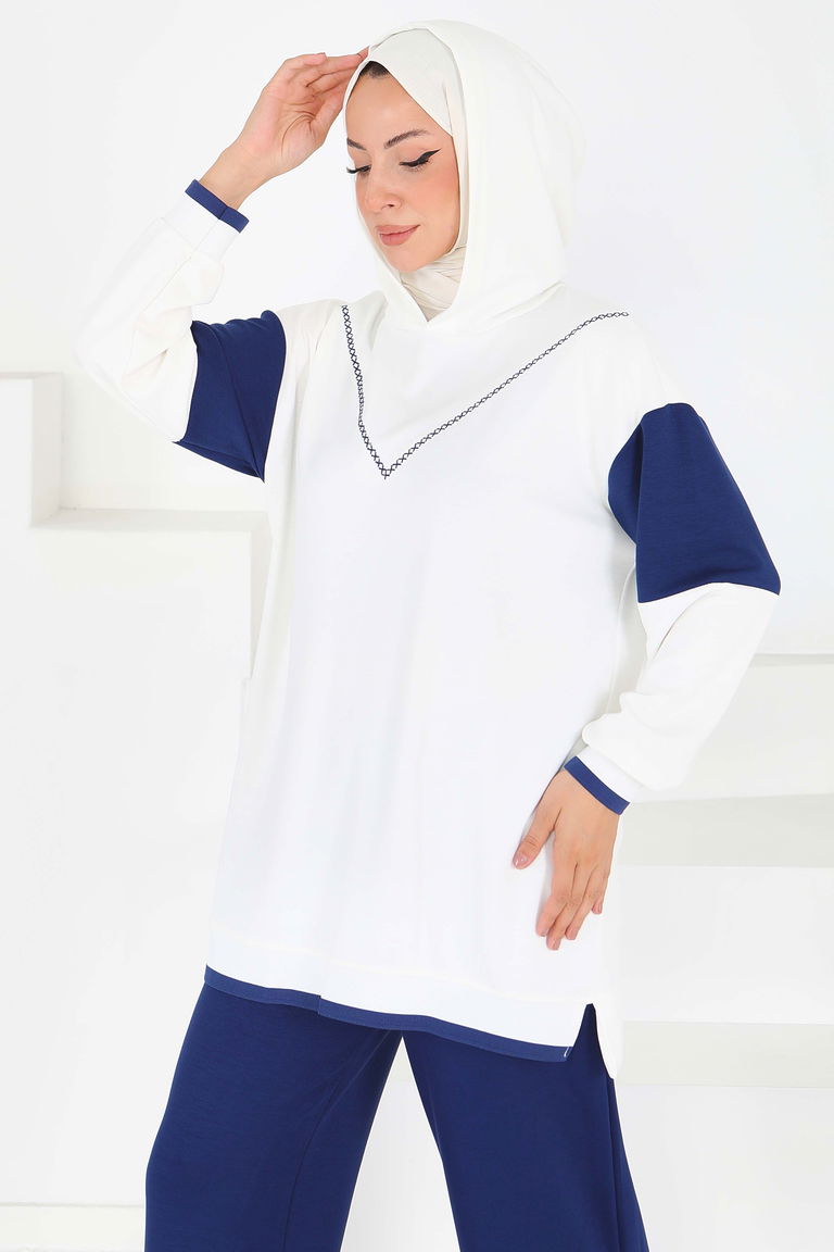 Garnili Modal İkili Takım - 27706-LACIVERT - TOFİSA