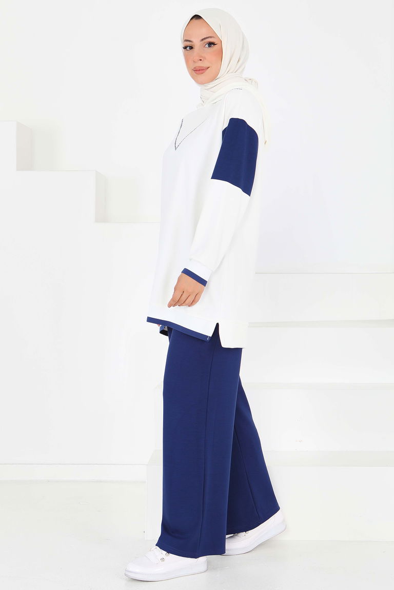 Garnili Modal İkili Takım - 27706-LACIVERT - TOFİSA