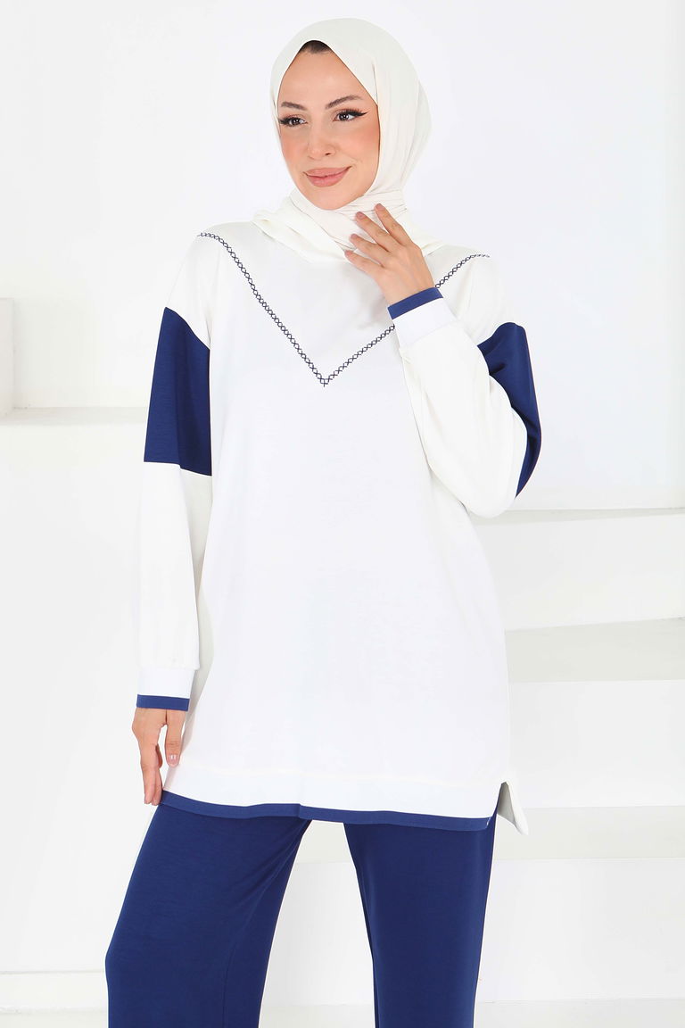 Garnili Modal İkili Takım - 27706-LACIVERT - TOFİSA