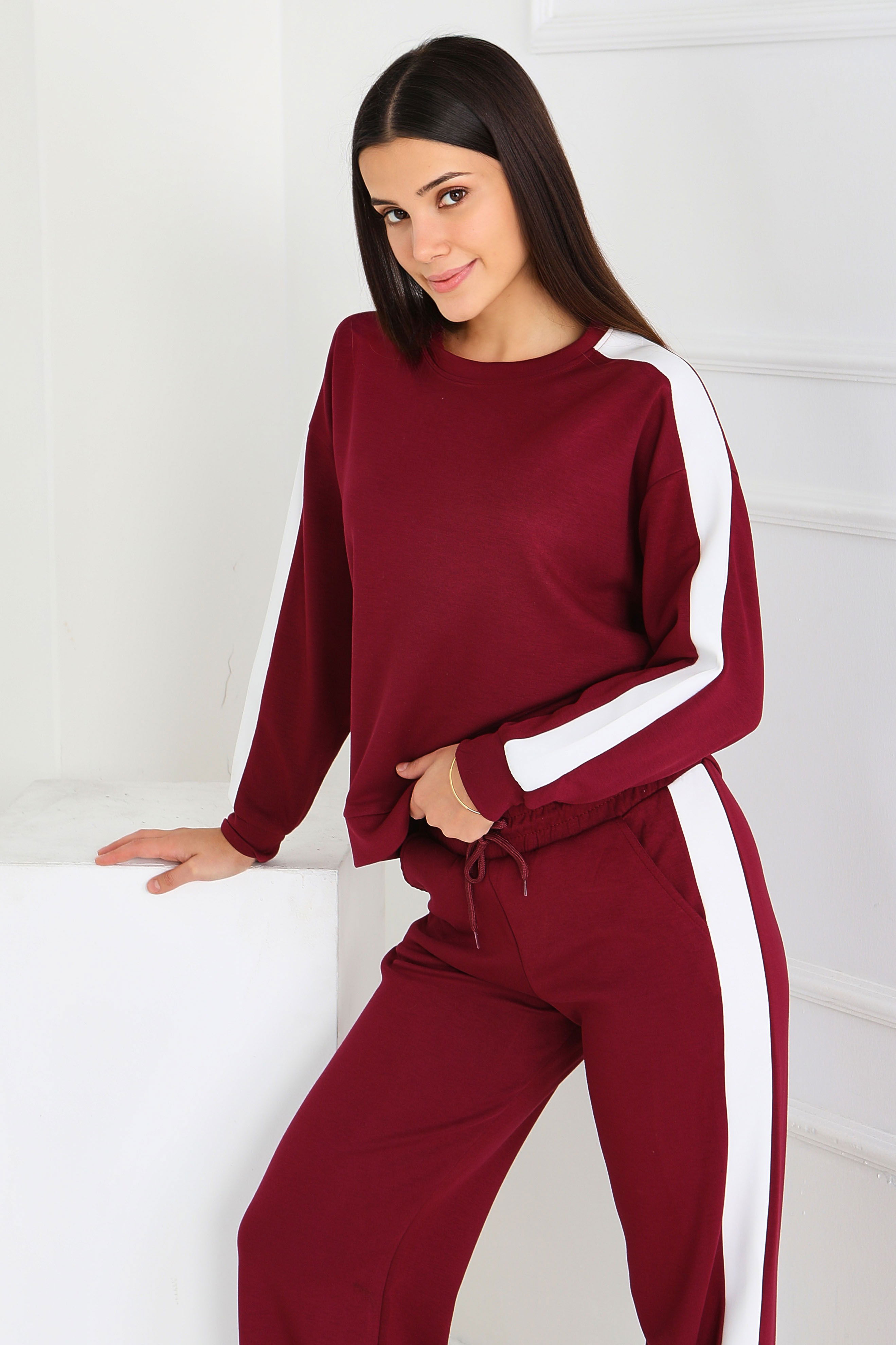 Garnili Modal İkili Takım - 27870-BORDO - 4