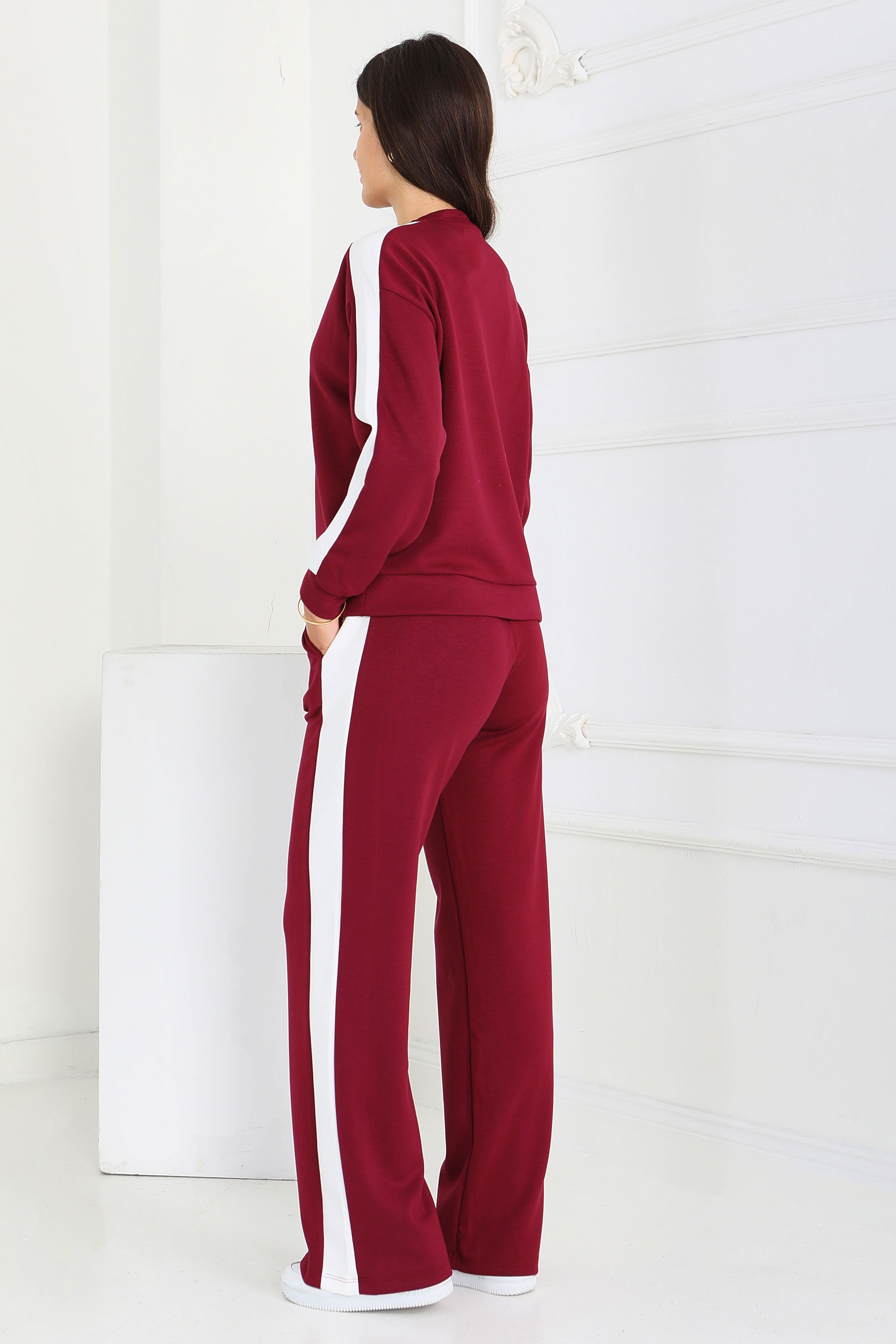 Garnili Modal İkili Takım - 27870-BORDO - 5