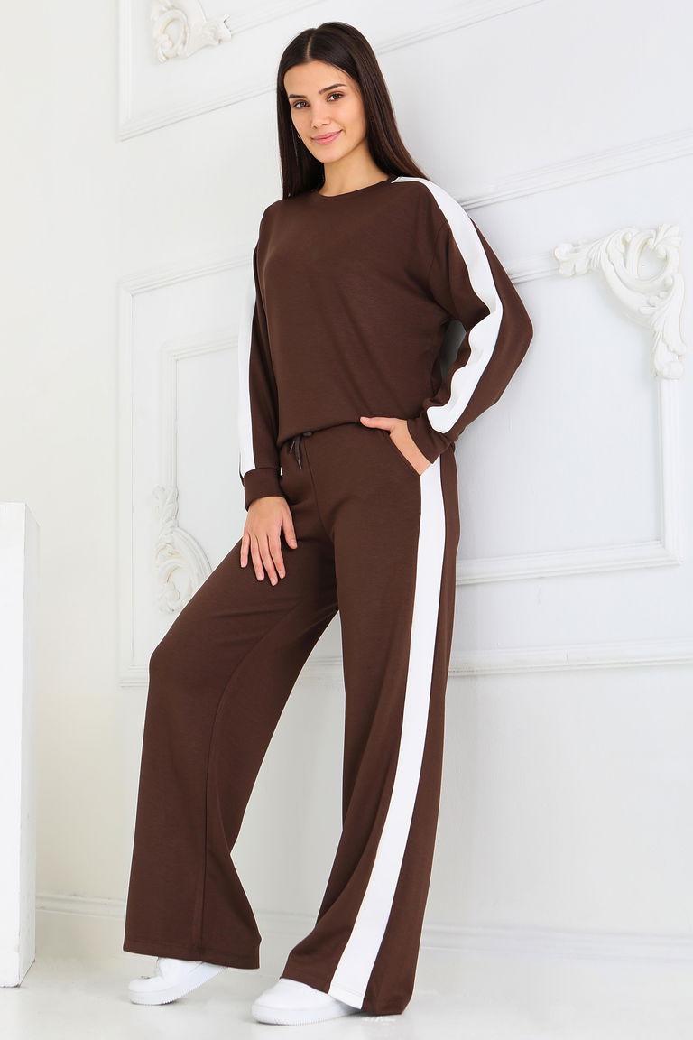 Garnili Modal İkili Takım - 27870-KAHVE - TOFİSA