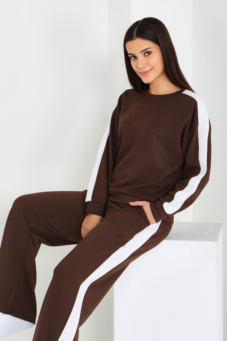 Garnili Modal İkili Takım - 27870-KAHVE - TOFİSA