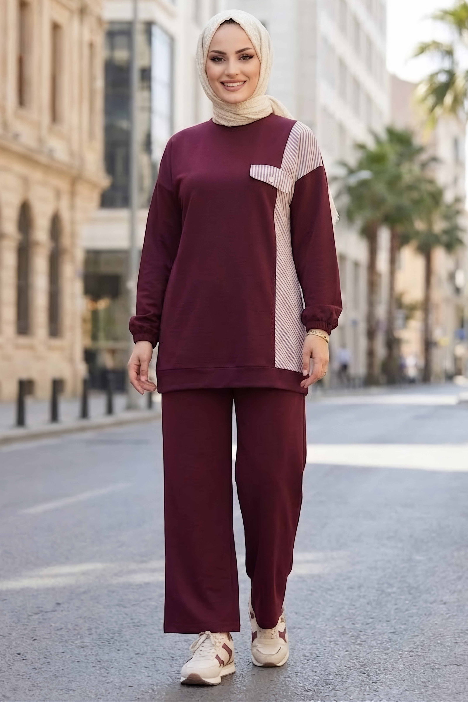 Garnili Oysh Modal Takım Bordo - 28921-BORDO - 2