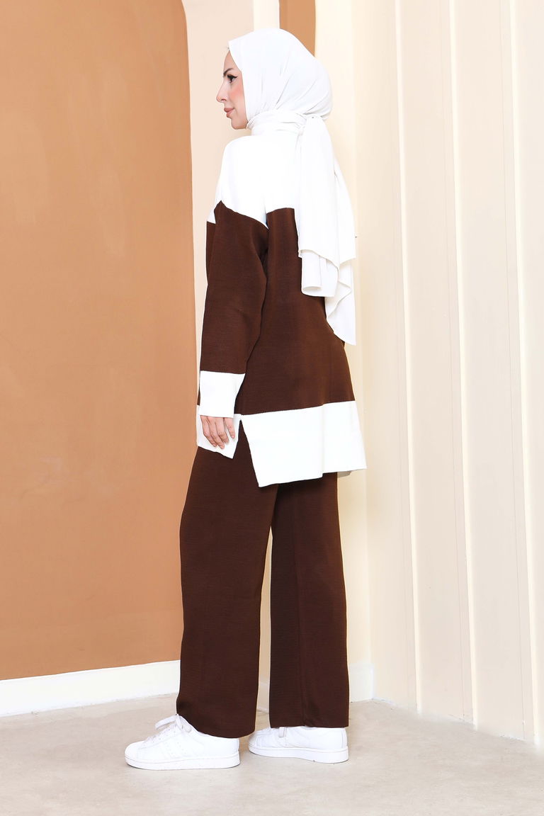 Garnili Triko İkili Takım - 27805-KAHVE - TOFİSA