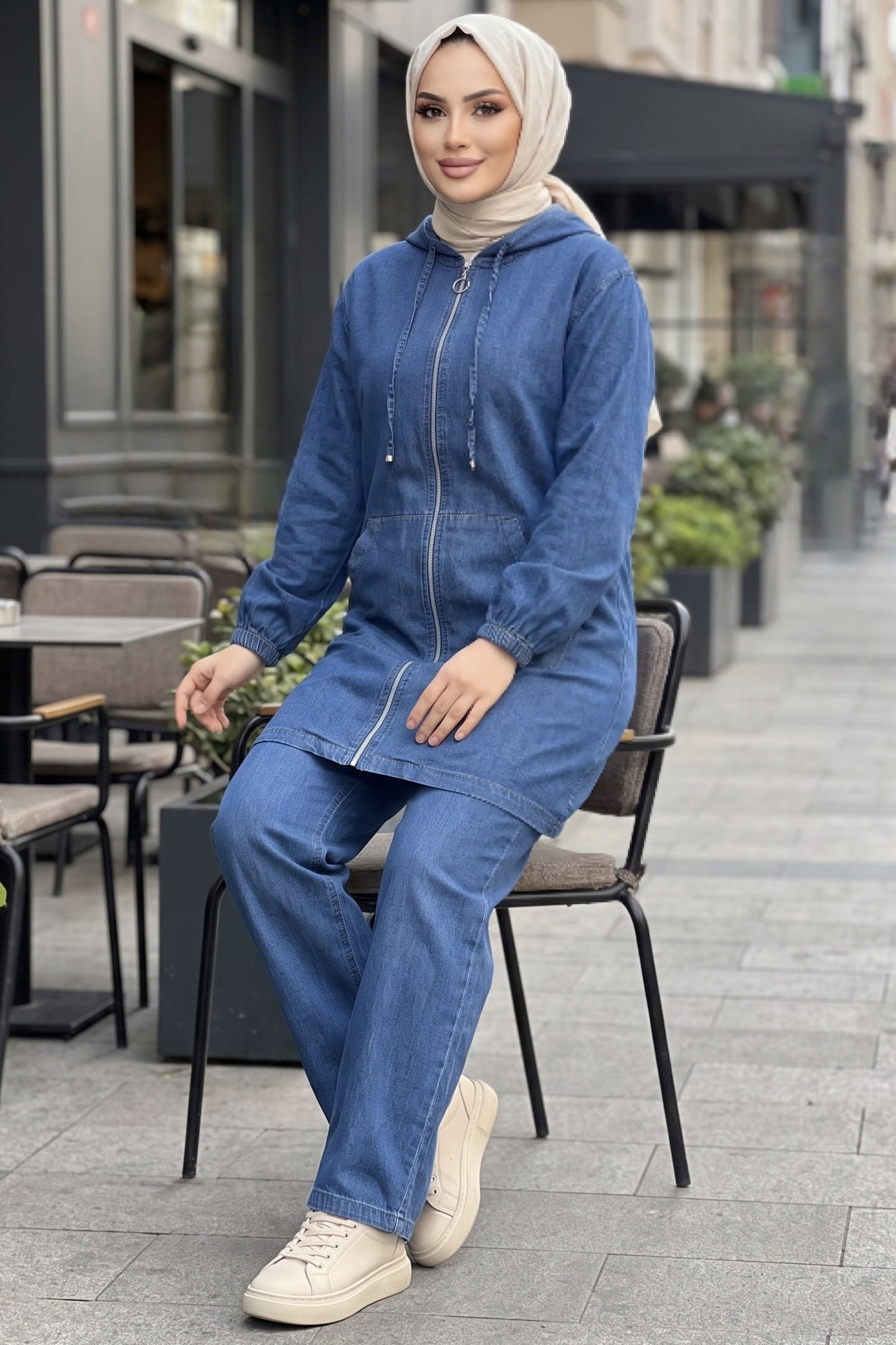 Geniş Cep Detaylı Kot Takım Koyu Mavi - 29305-KOYU-MAVI - 1