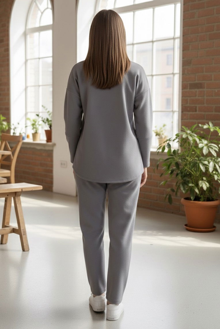 Geniş Kollu Modaal İkili Takım - 28059-FUME - TOFİSA