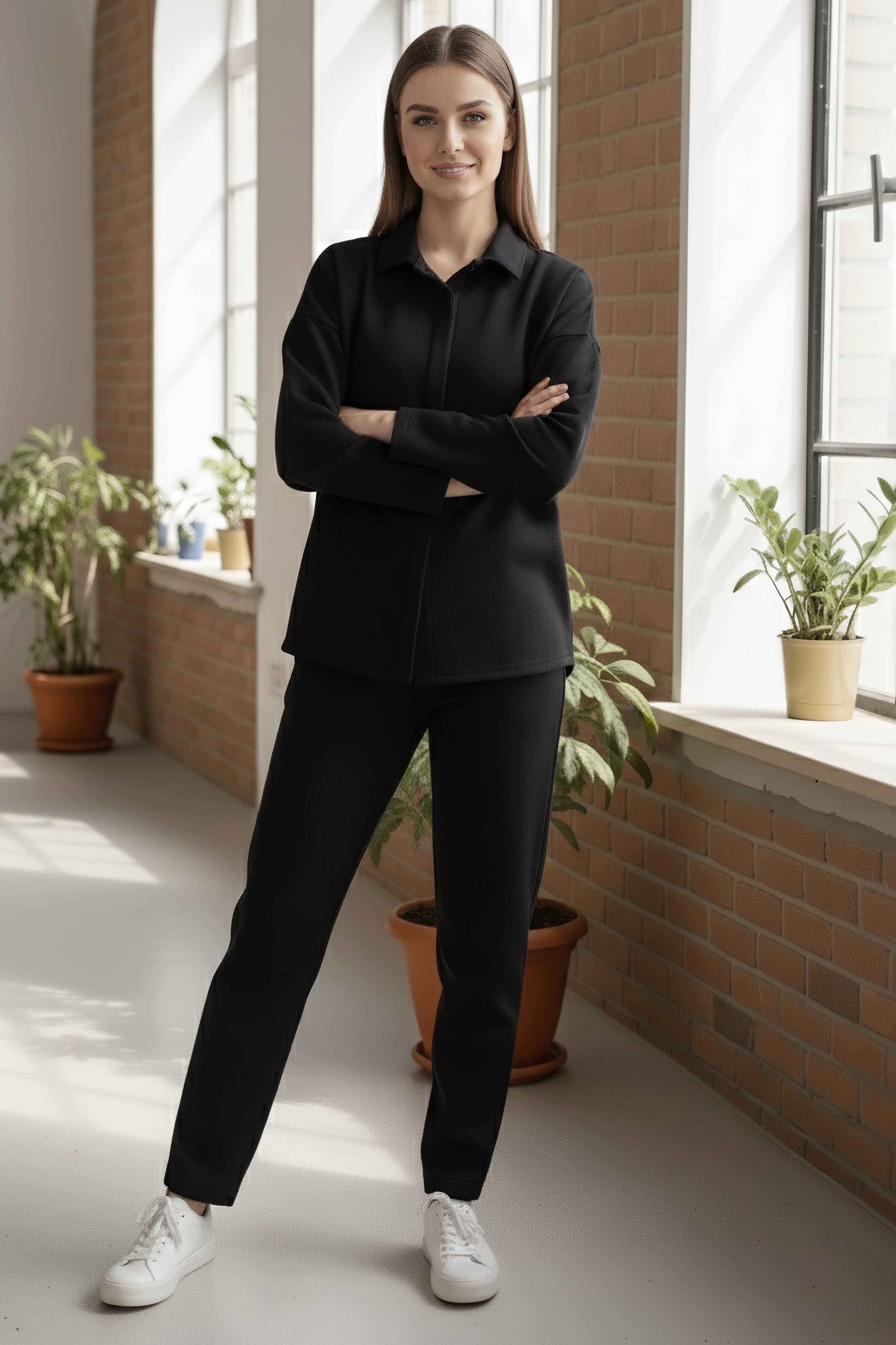 Geniş Kollu Modaal İkili Takım - 28059-SIYAH - 2