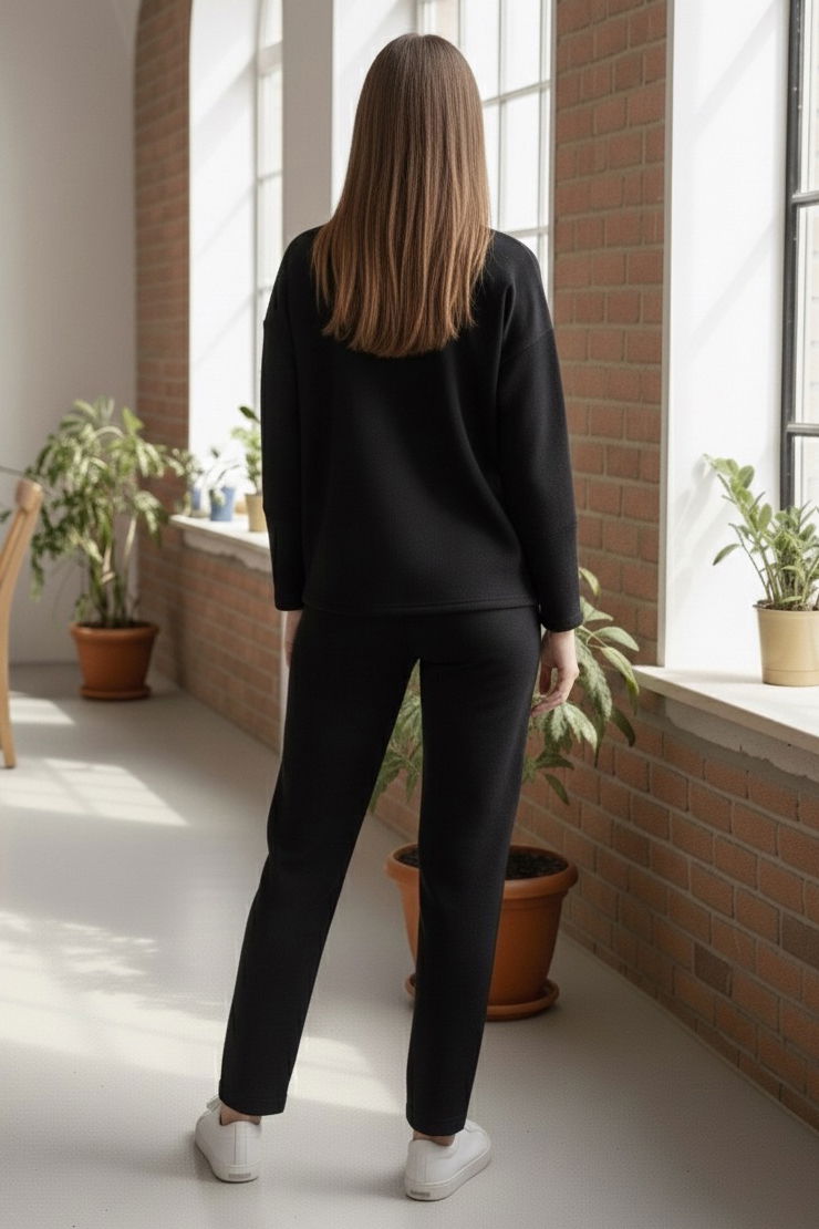 Geniş Kollu Modaal İkili Takım - 28059-SIYAH - 3