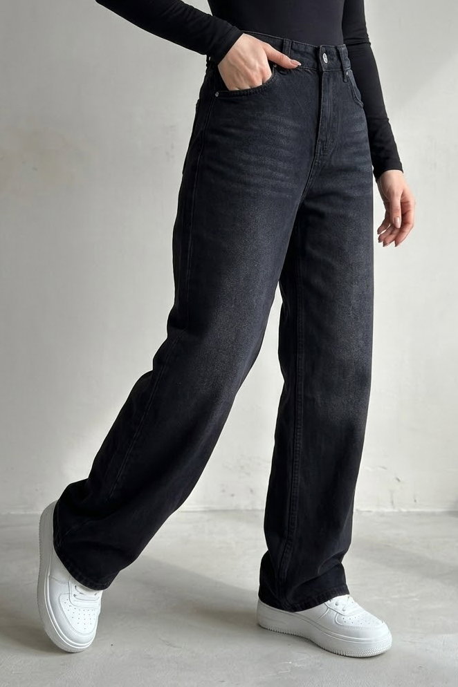 Geniş Paça Kot Pantolon Antrasit - K3004-ANTRASIT - 1