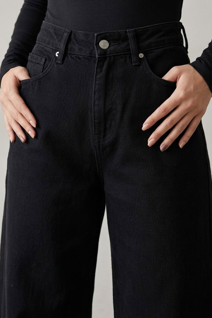 Geniş Paça Kot Pantolon Siyah - K3004-SIYAH - 3