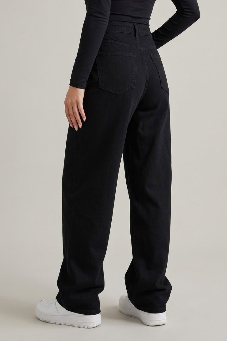 Geniş Paça Kot Pantolon Siyah - K3004-SIYAH - 4