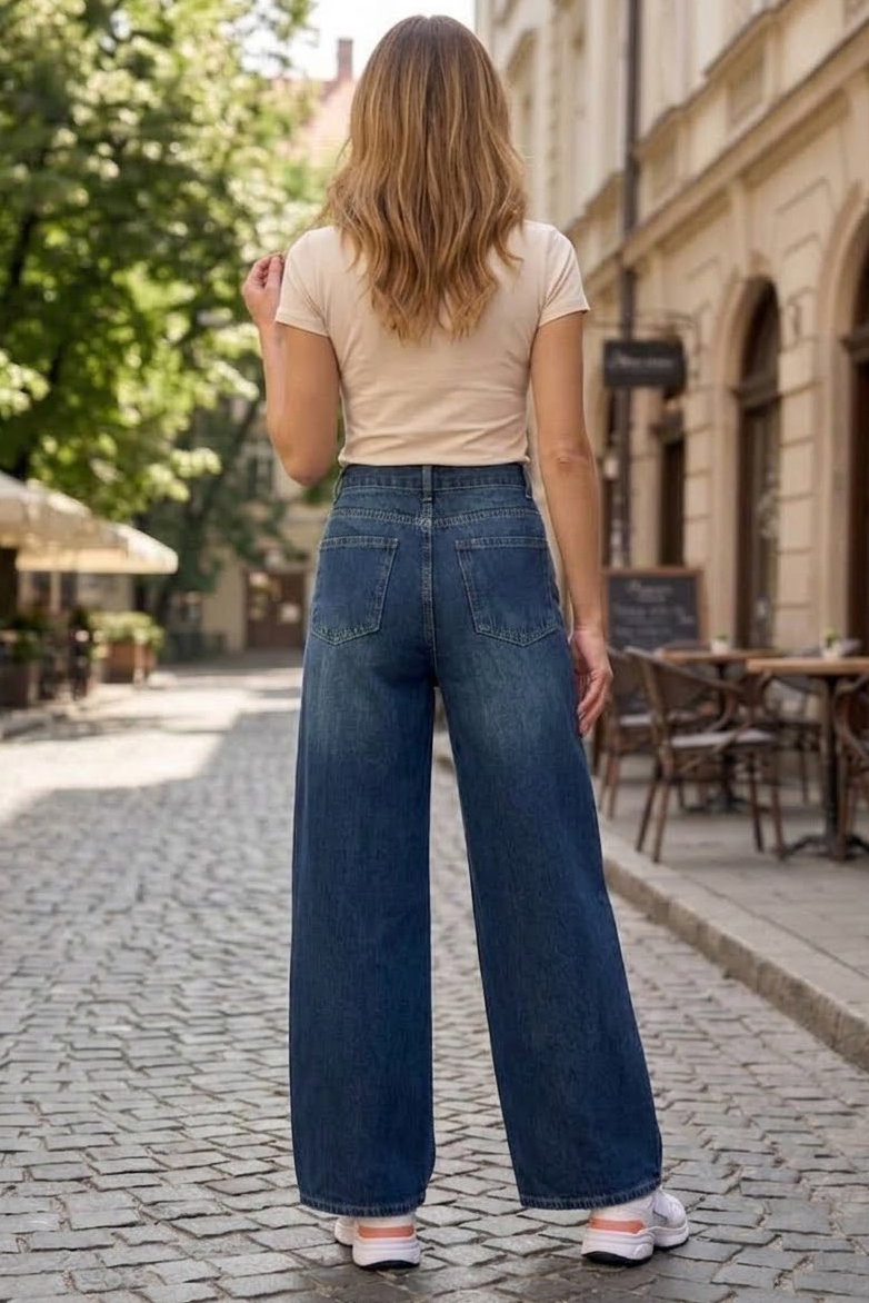 Geniş Paça Kot Pantolon Yeşil Tint Yikama - K3004-YESIL-TINT-YIKAMA - 4