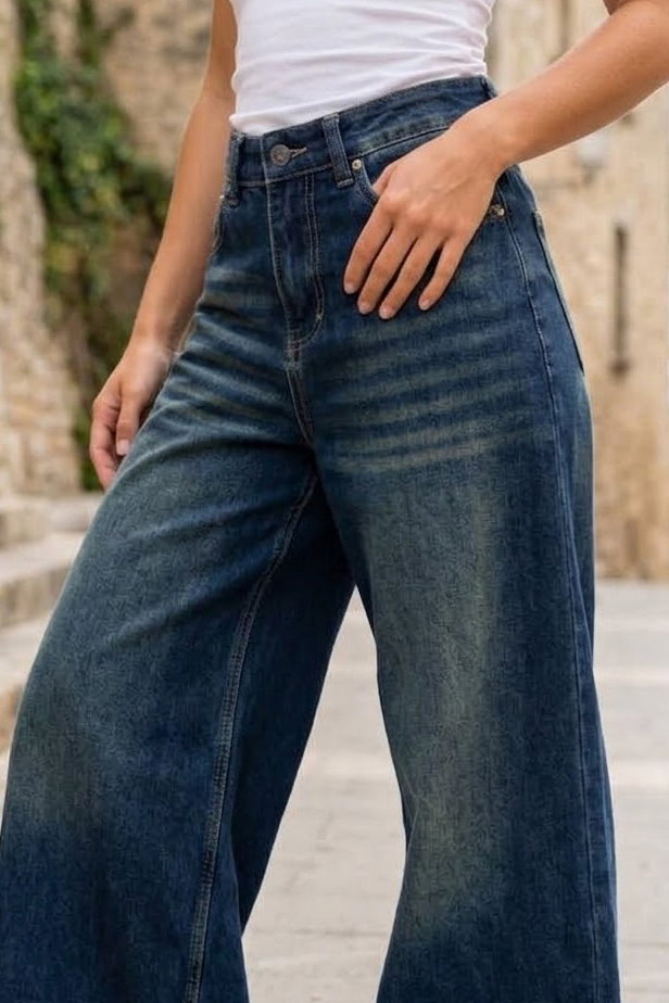 Geniş Paça Kot Pantolon Yeşil Tint Yikama - K3004-YESIL-TINT-YIKAMA - 2