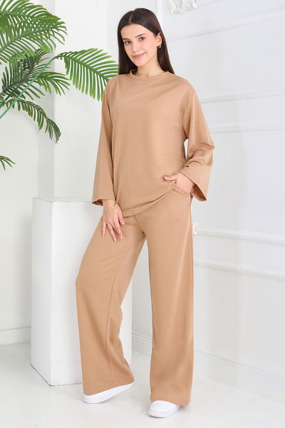 Geniş Paçalı İki İplik Eşofman Takımı - 27717-BISKUVI 