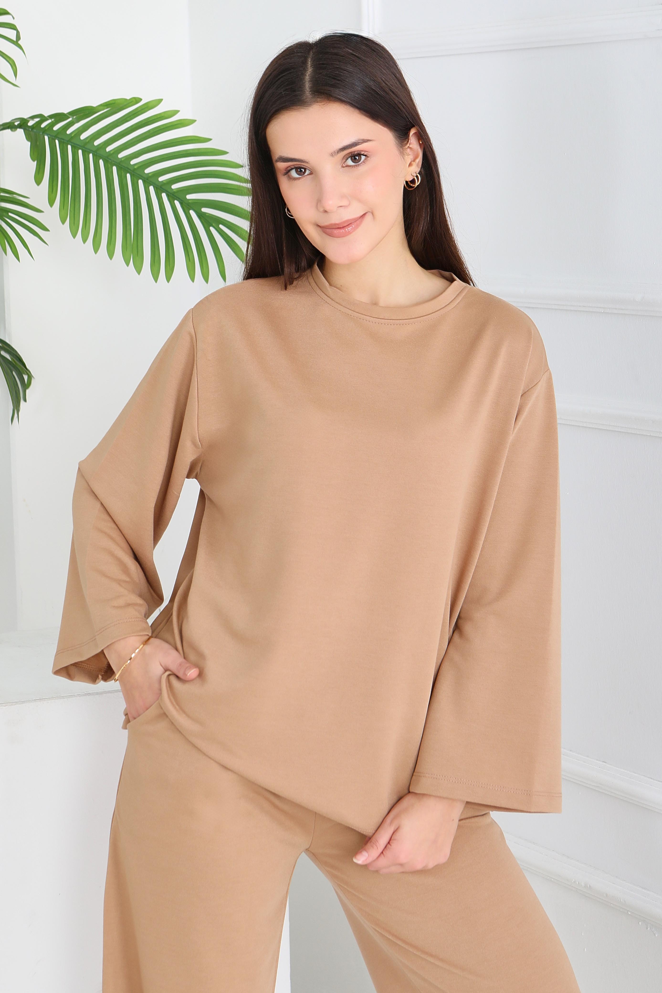 Geniş Paçalı İki İplik Eşofman Takımı - 27717-BISKUVI - 2