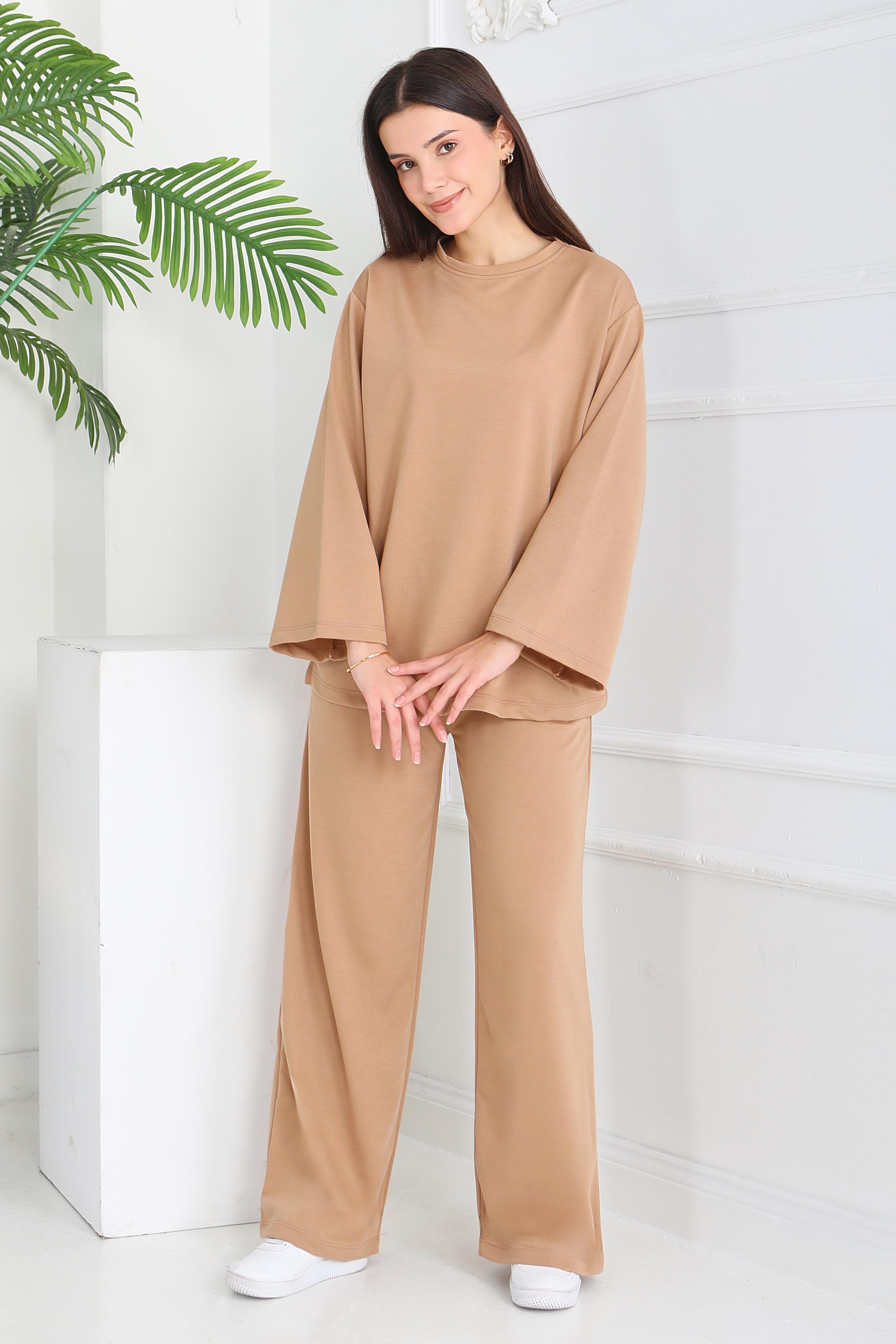 Geniş Paçalı İki İplik Eşofman Takımı - 27717-BISKUVI - 3