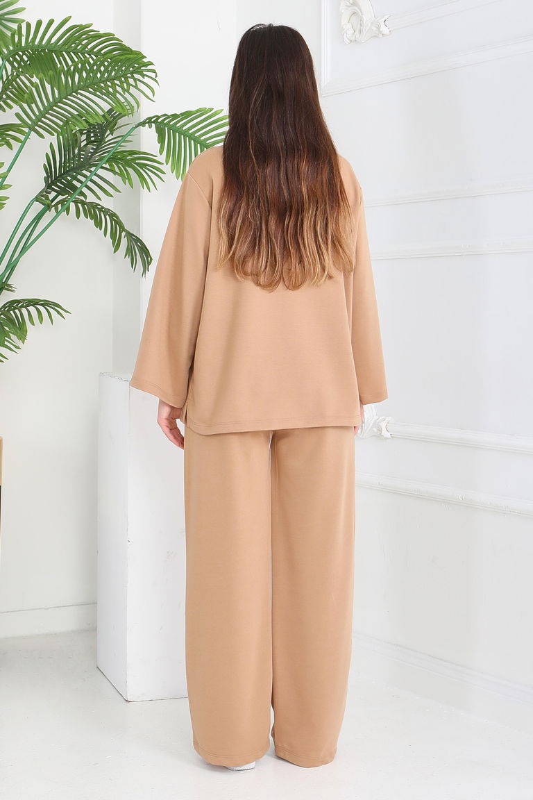 Geniş Paçalı İki İplik Eşofman Takımı - 27717-BISKUVI - TOFİSA