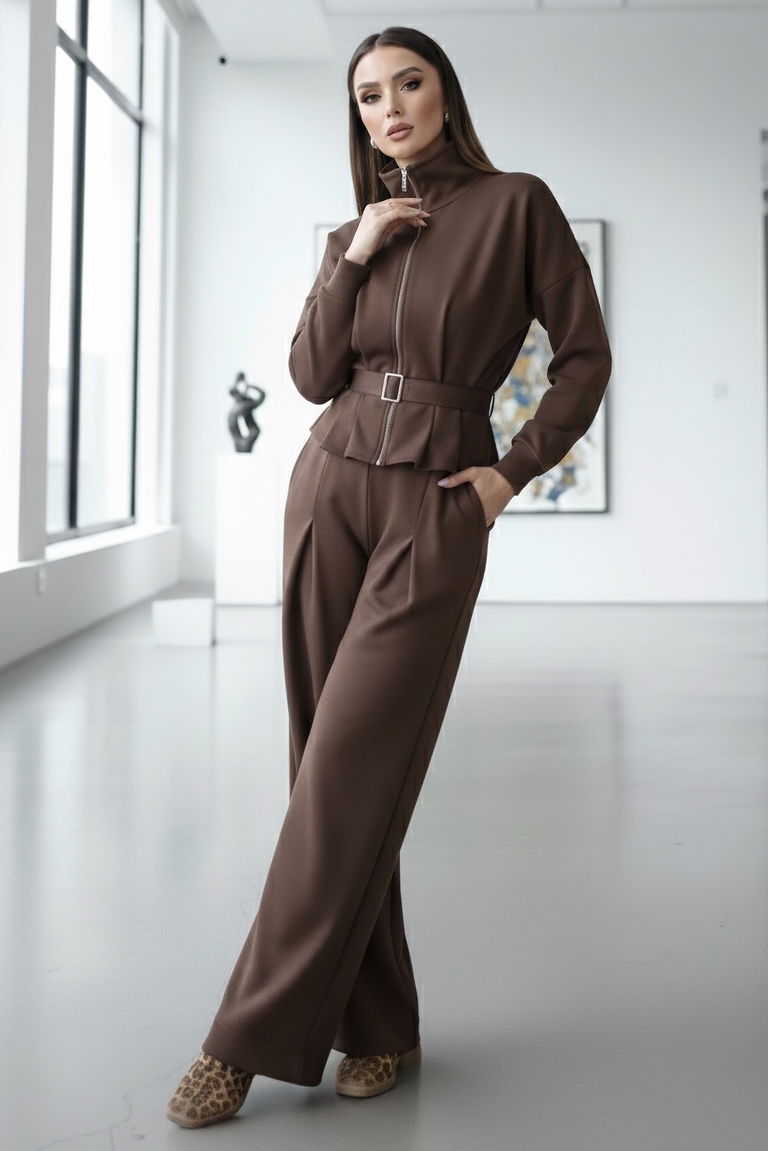 Gipeli Modal İkili Takım - 28093-KAHVE - TOFİSA