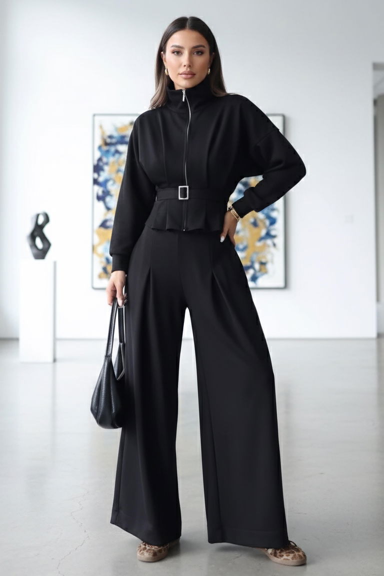 Gipeli Modal İkili Takım - 28093-SIYAH - TOFİSA