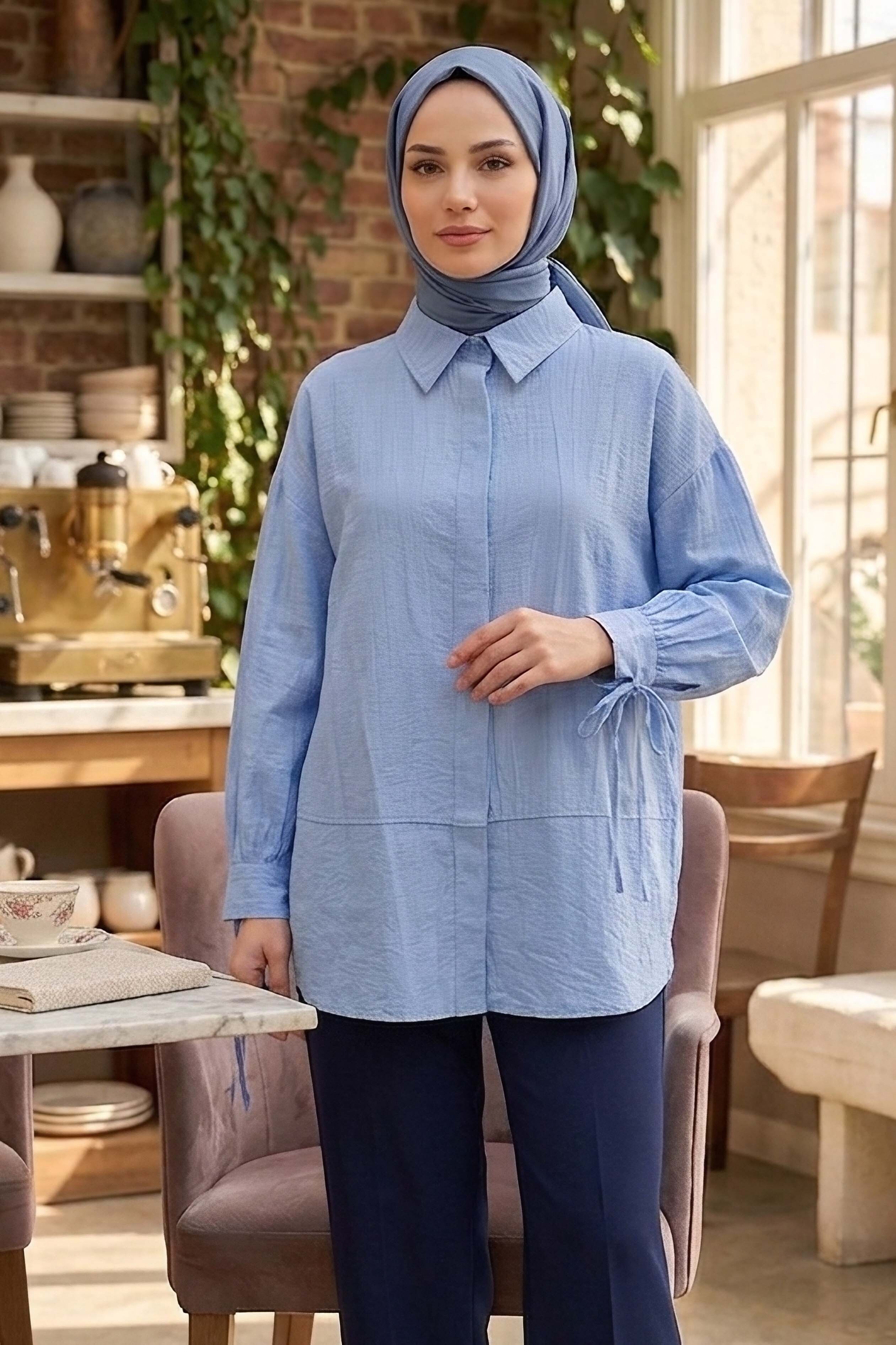 Gizli Düğmeli Çilek Tunik - 1305-BEBE-MAVI - 2