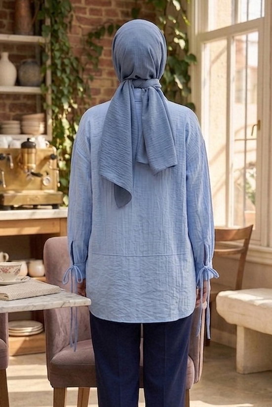 Gizli Düğmeli Çilek Tunik - 1305-BEBE-MAVI - 4