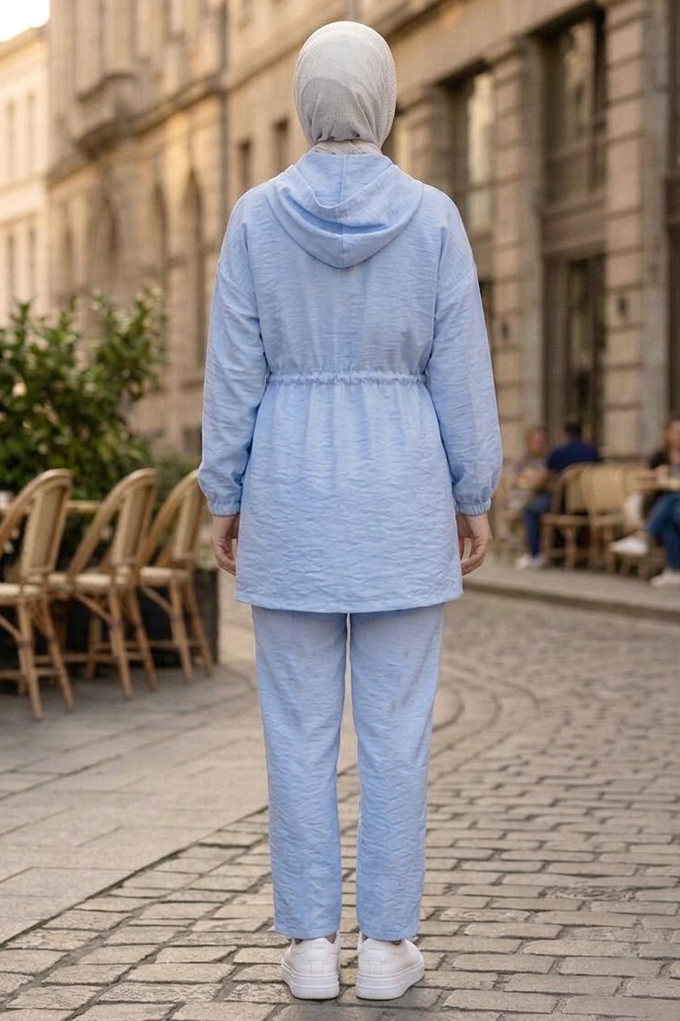 Göğüs Kapak Detaylı İkili Takım Bebe Mavi - 2130-BEBE-MAVI - 3