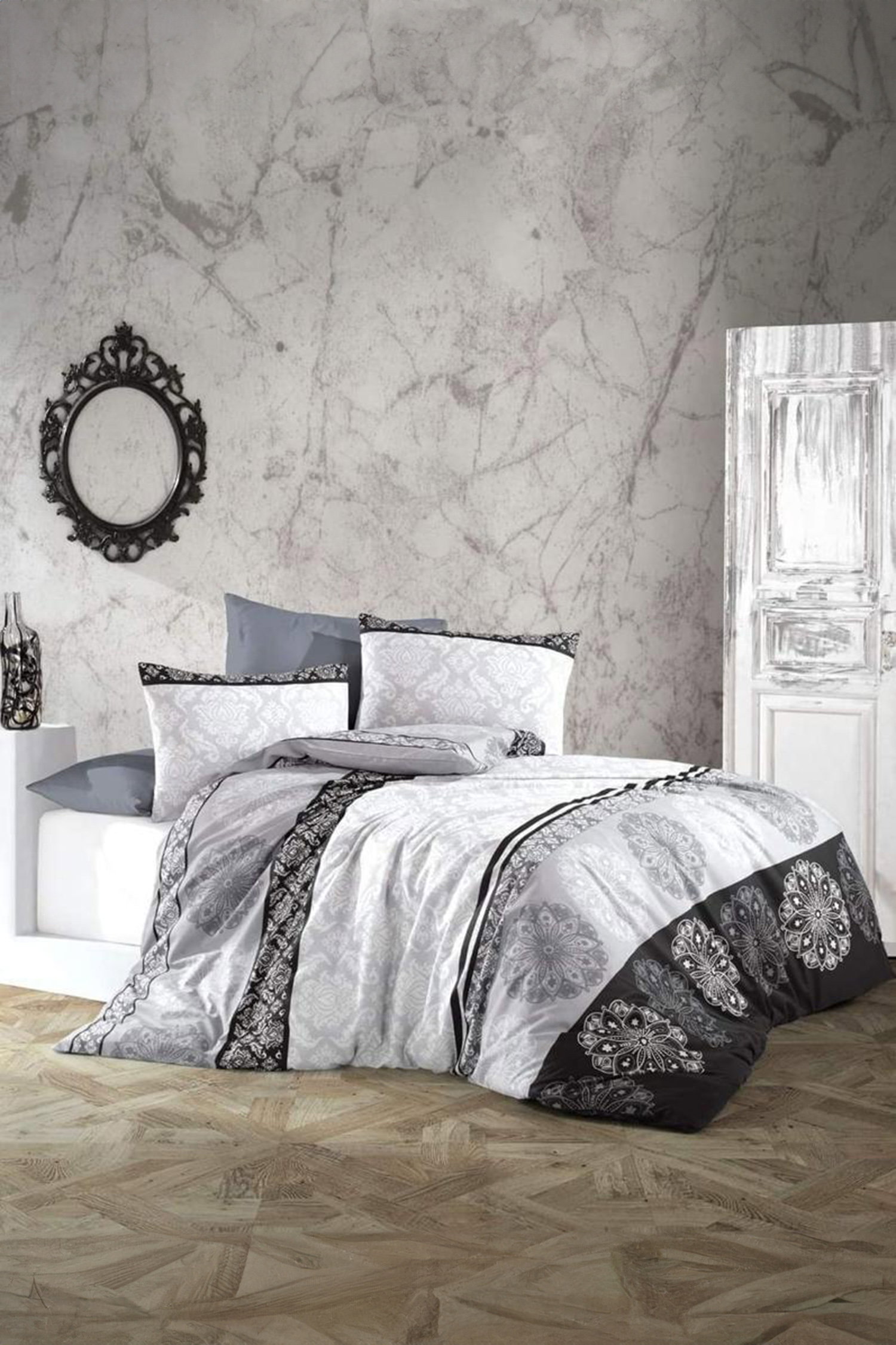 Gri Çift Kişilik Nevresim Seti - 26306 - 1