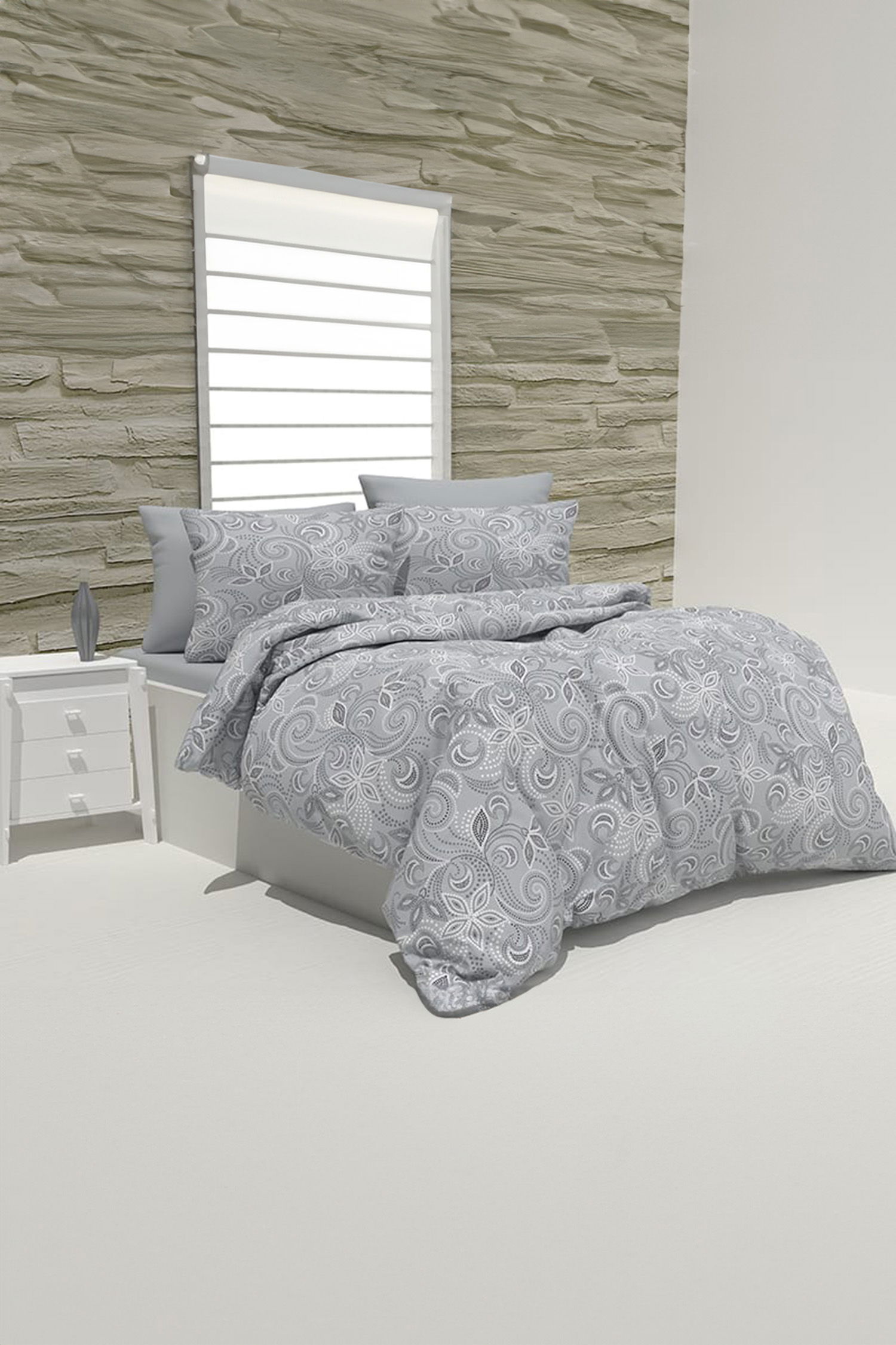 Gri Çift Kişilik Nevresim Seti - 26513 - 1