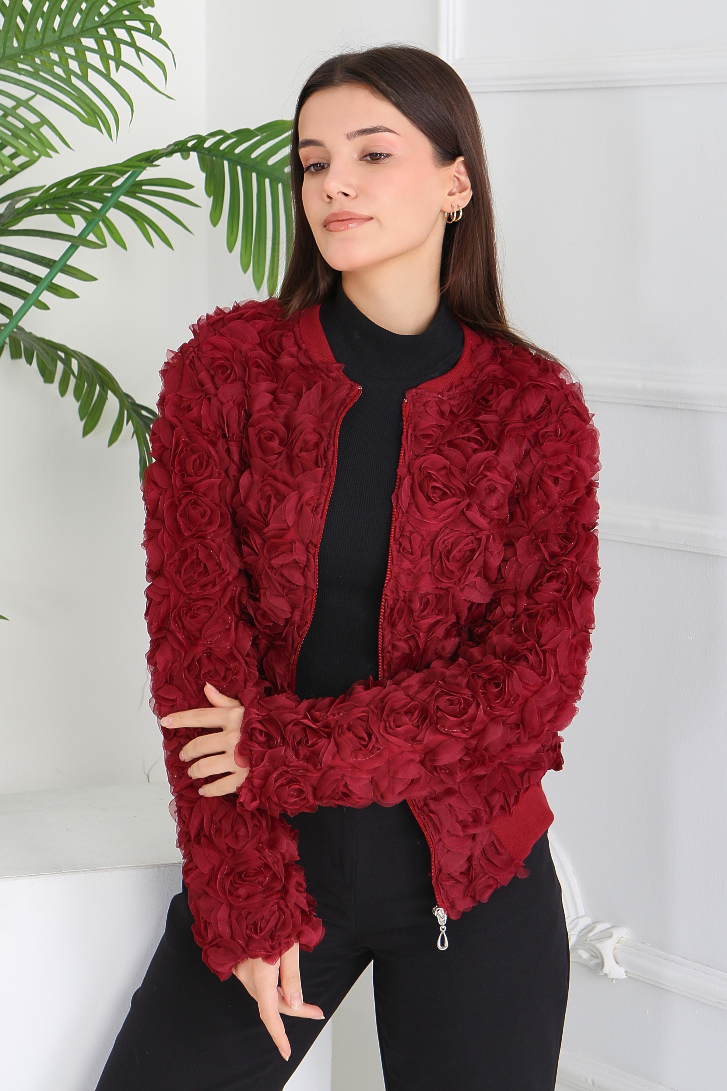 Güllü Tül Mont - 28014-BORDO - 3