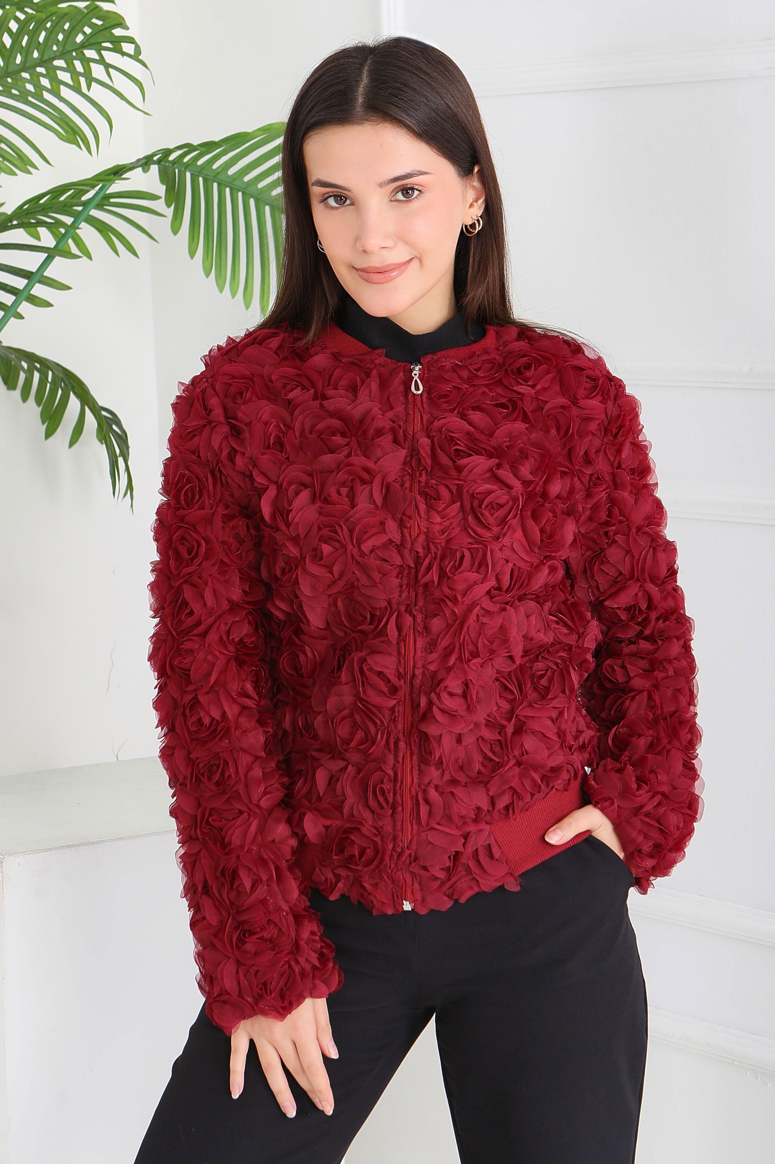 Güllü Tül Mont - 28014-BORDO - 2