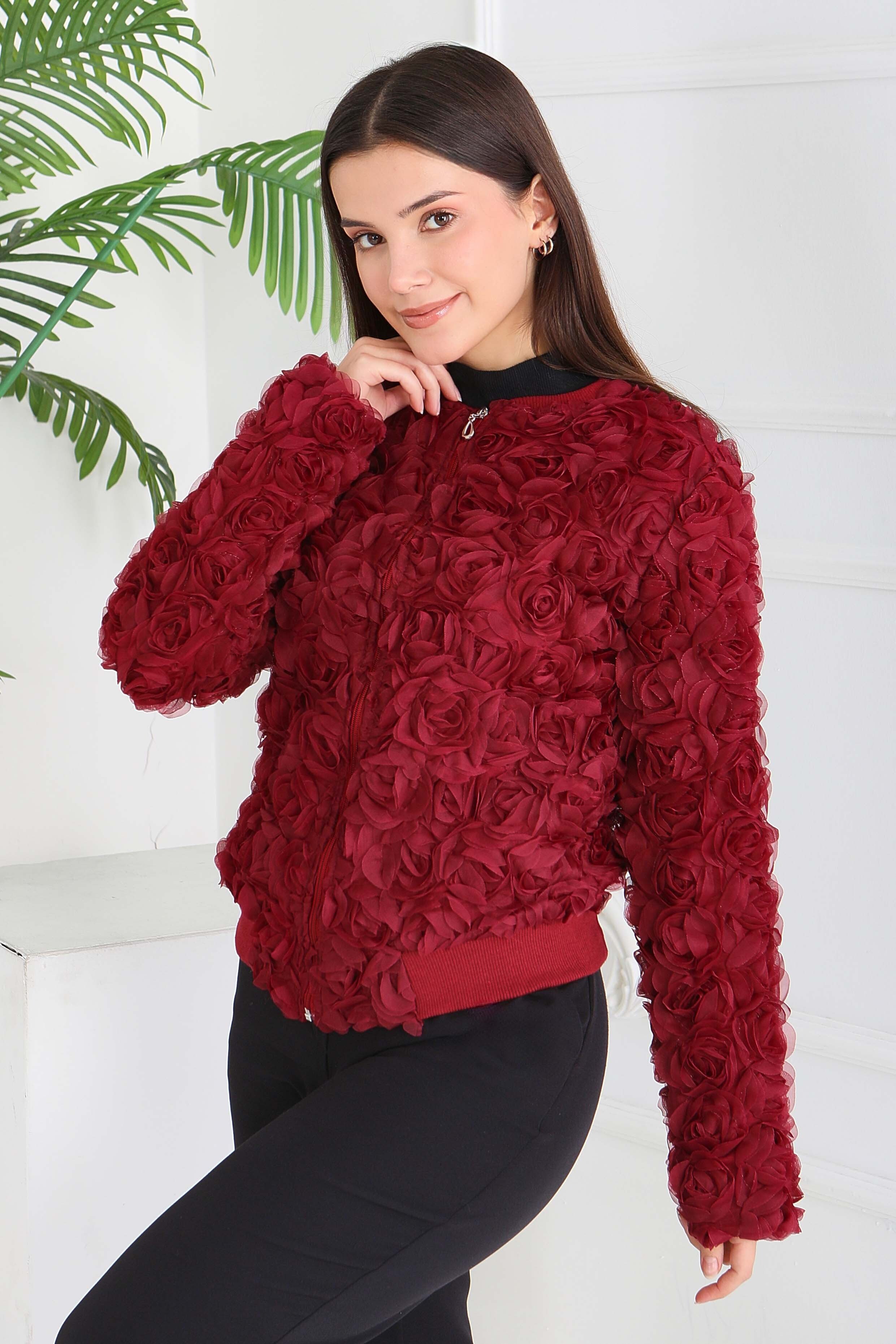 Güllü Tül Mont - 28014-BORDO - 4