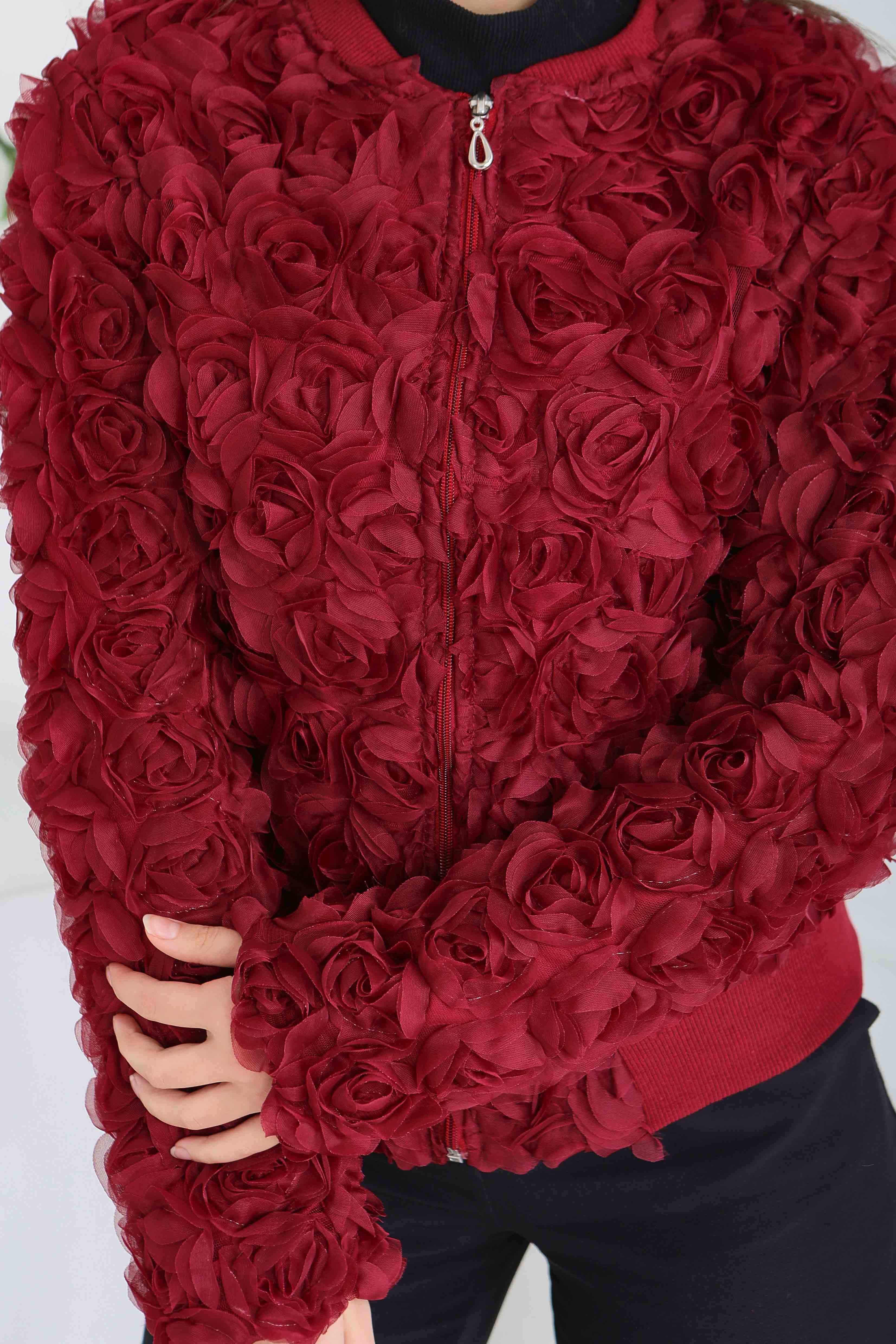 Güllü Tül Mont - 28014-BORDO - 5