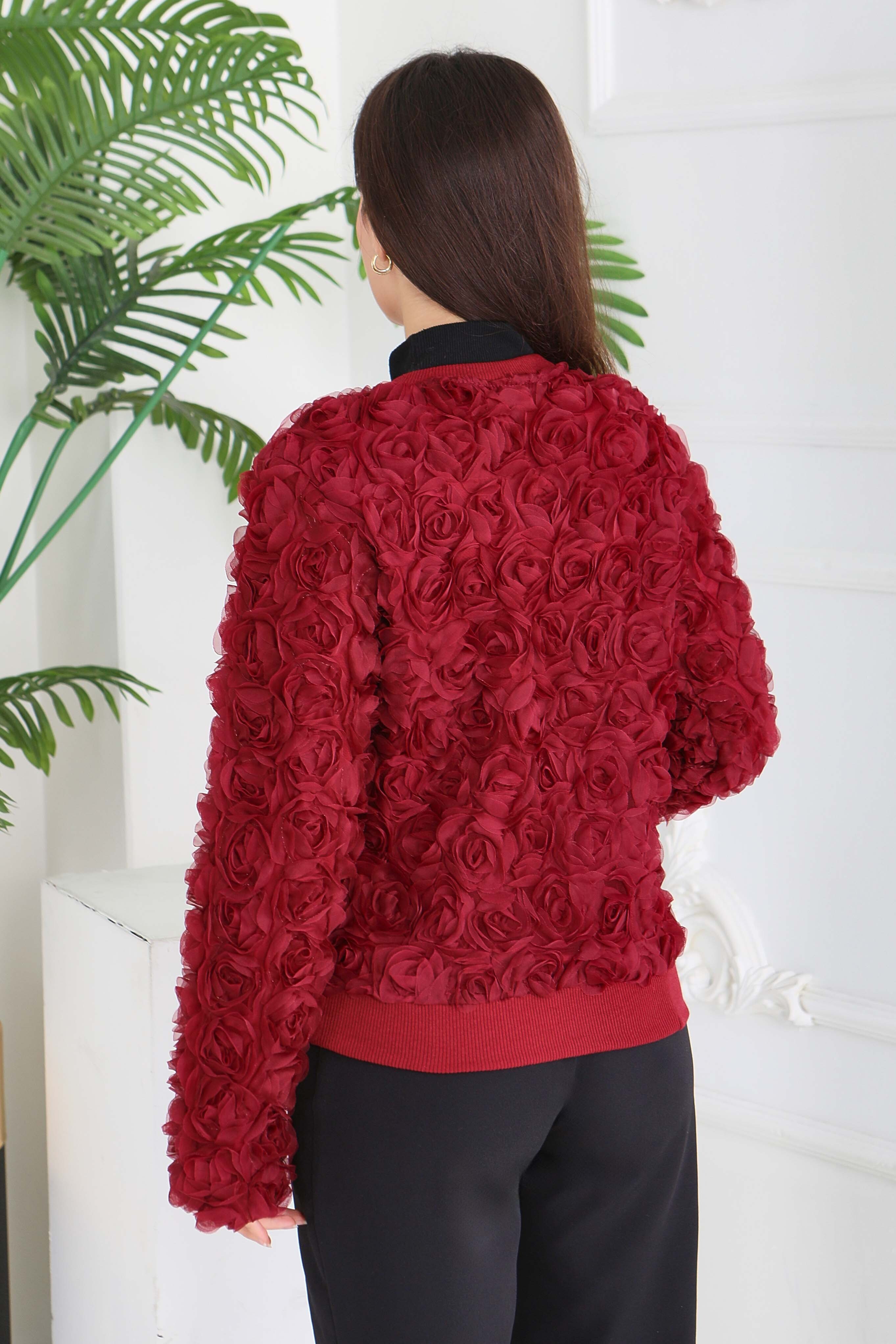 Güllü Tül Mont - 28014-BORDO - 6